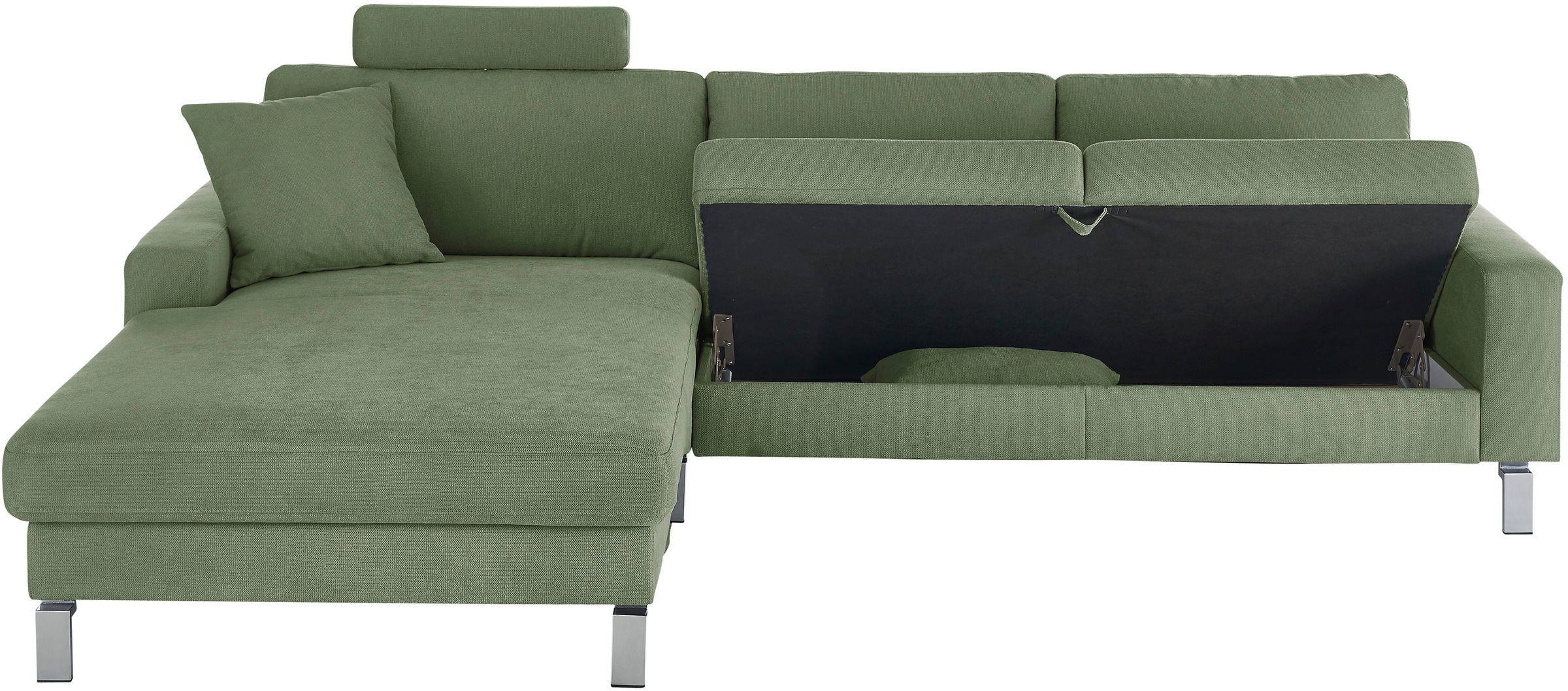 3C Candy Ecksofa »Lecce, wahlweise PUR-Schaumstoff oder Tonnentaschenfederkern«, Bett im 2,5-Sitzer, teilmotorische Schlaffunktion im Longchair, L-Form