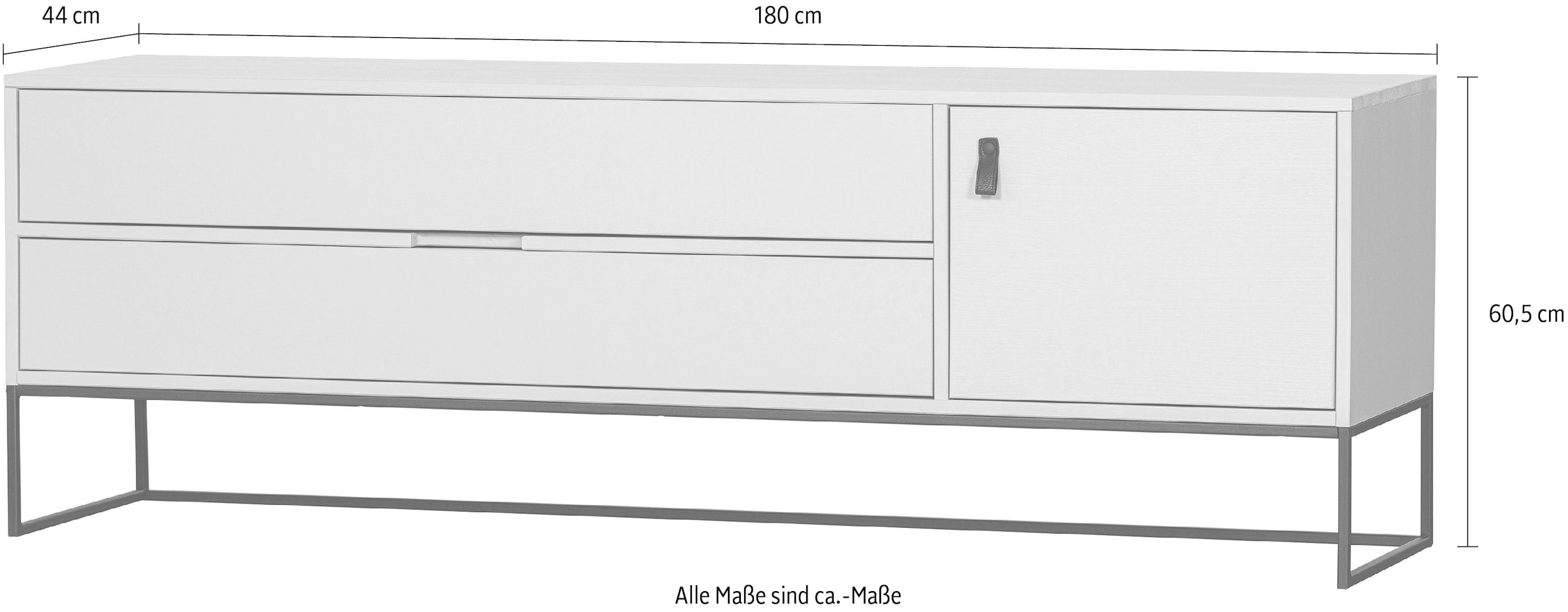 WOOOD Lowboard »Silas TV-Lowboard«, Kommode, 2 Schubladen und 1 Tür, viel Stauraum, Breite 120 oder 180 cm