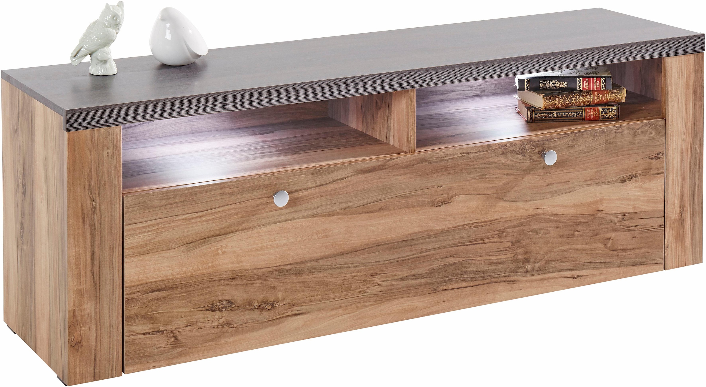 Home affaire Lowboard »Larona, zeitloses TV Board mit 1 Klappe und 2 offenen Fächern«, Breite 140 cm, Fernsehbank, viel Stauraum, dekorative Rahmenoptik