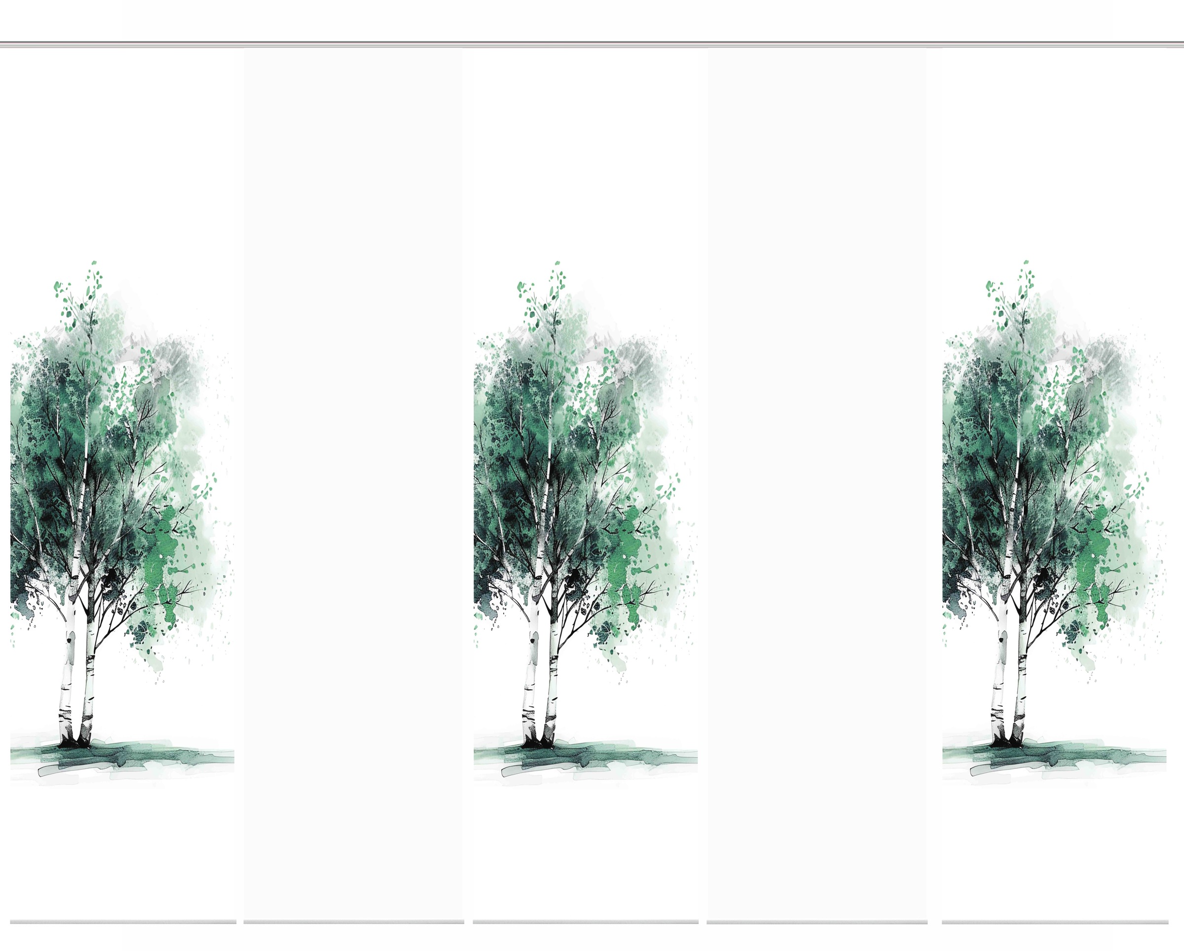 HOME WOHNIDEEN Schiebegardine »TREE« Paneelwagen 5 Stk. tlg. Schiebewand Seidenoptik, SET, Digitaldruck