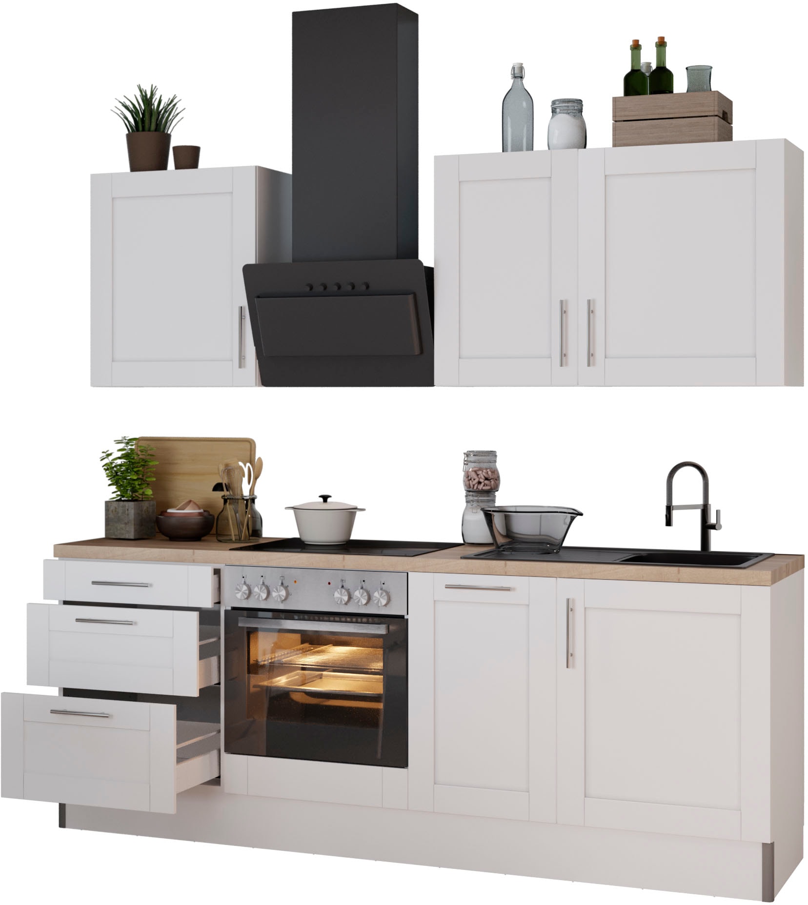 KOCHSTATION Küche »KS-Ahus«, Breite 225 cm,wahlweise mit E-Geräten,MDF Fron günstig online kaufen