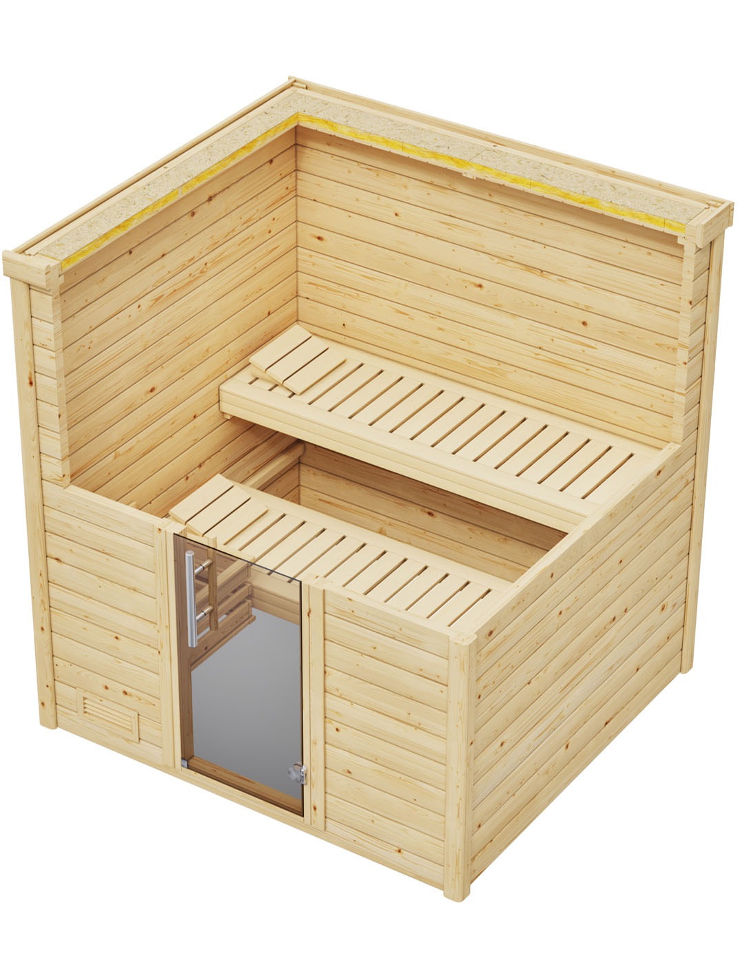 weka Sauna »Massivholzsauna BERGEN 2« Blockbohlen, moderne Ganzglastür