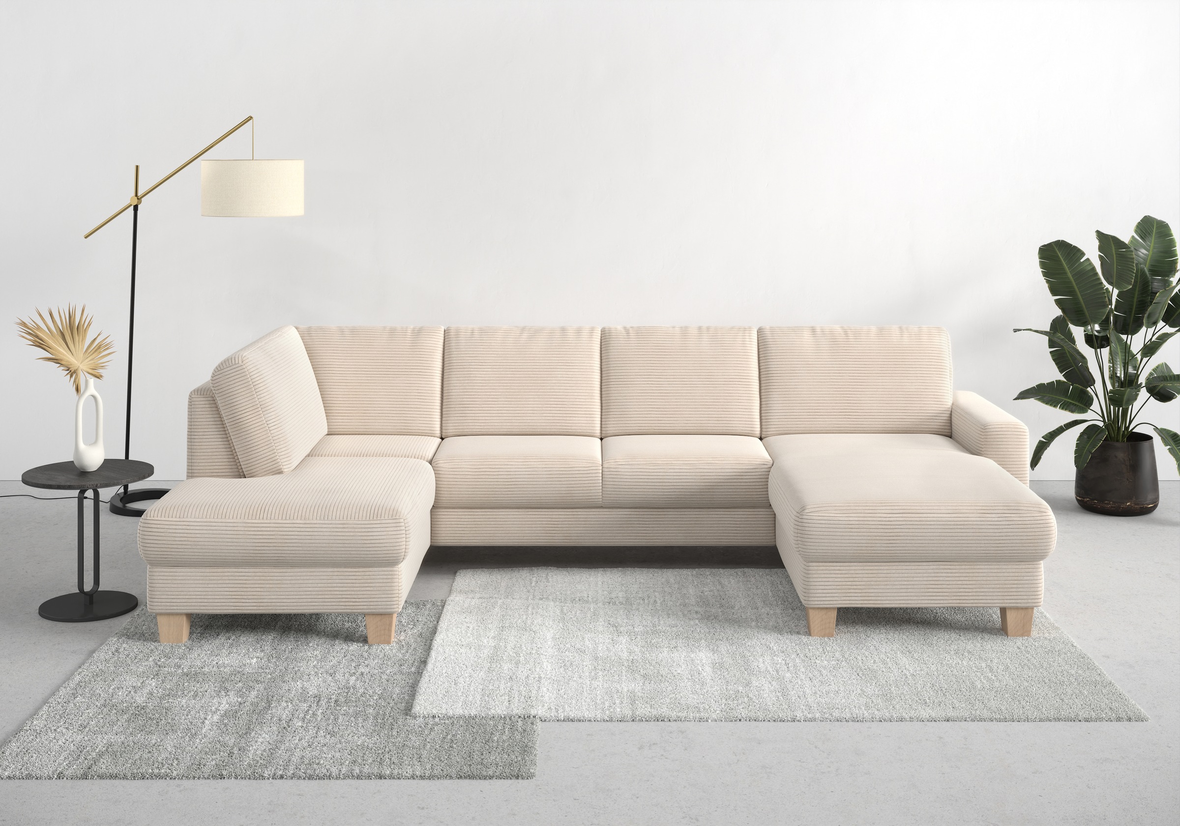 Home affaire Wohnlandschaft »Summer U-Form«, mit oder ohne Bettfunktion und Bettkasten, Cord-Bezug