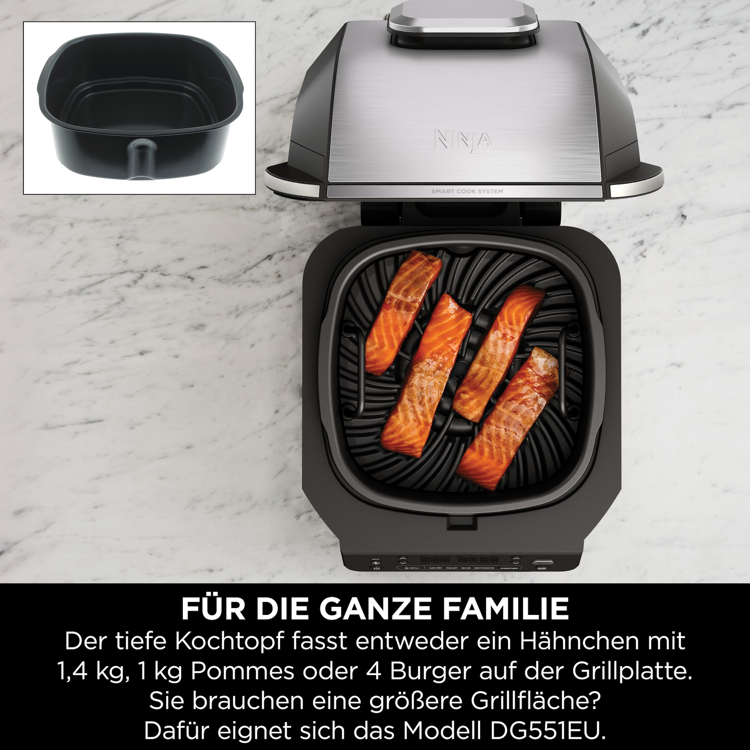 NINJA Tischgrill »EG351EU«, 1760 W, 5-in-1 Grill und Heißluftfritteuse