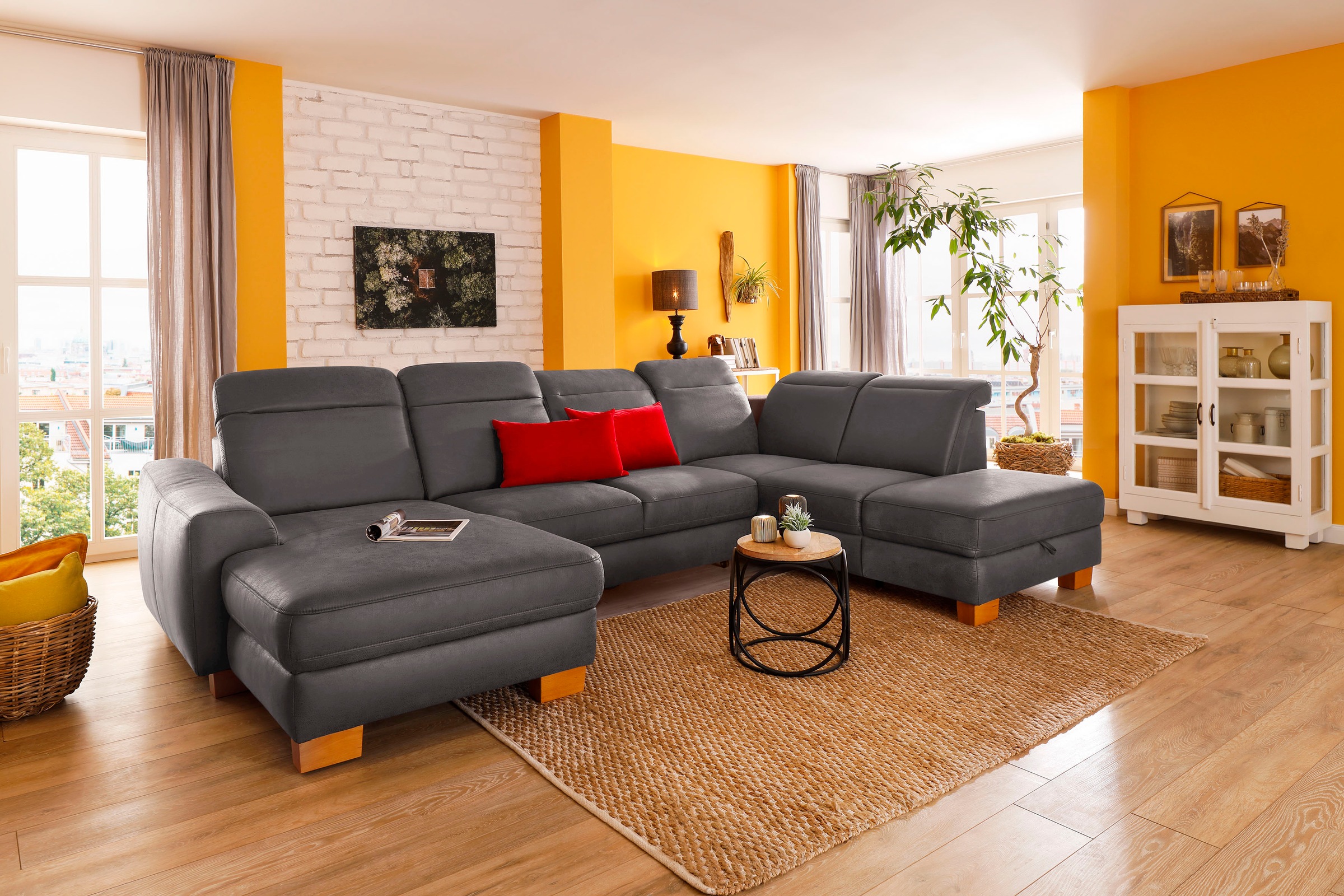 Home affaire Wohnlandschaft »Dundee U-Form« wahlweise mit Kopfteilverstellu günstig online kaufen