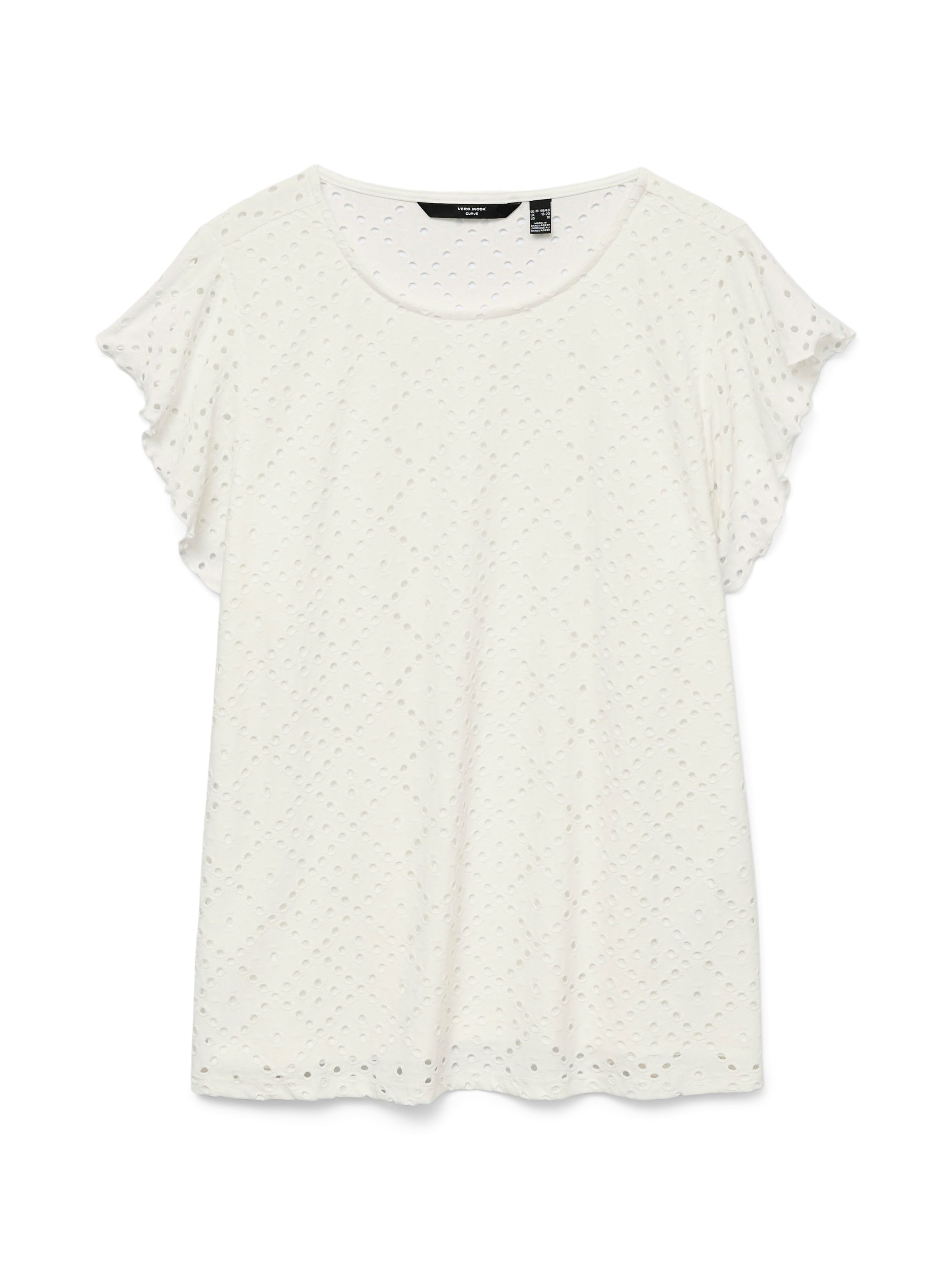 Vero Moda Curve Spitzenshirt »VMCTASSA SL FRILL TOP NOOS CUR« Materialmix, loose fit