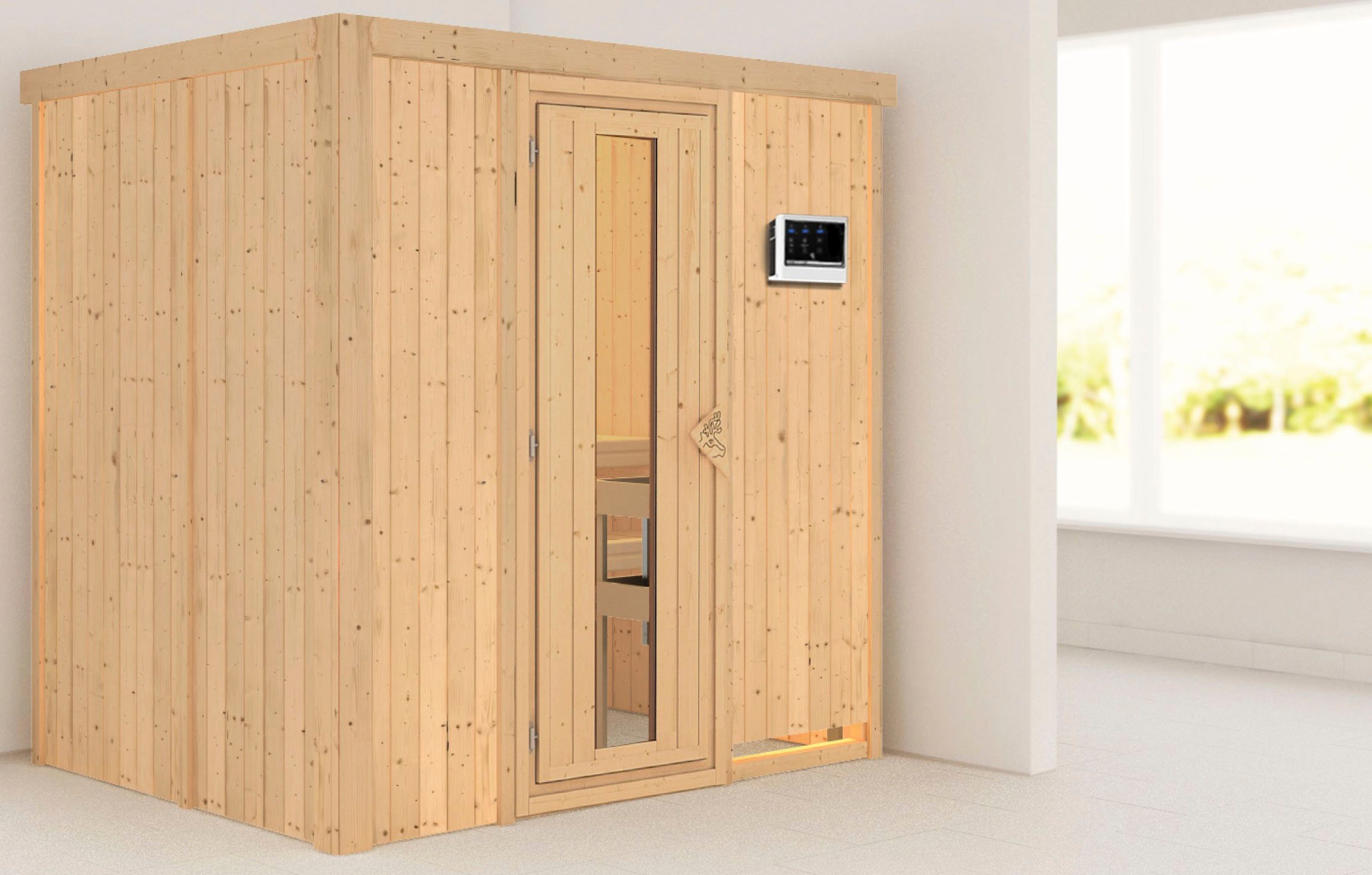 Karibu Sauna »Bedine«, 9 KW-Ofen mit externer Steuerung