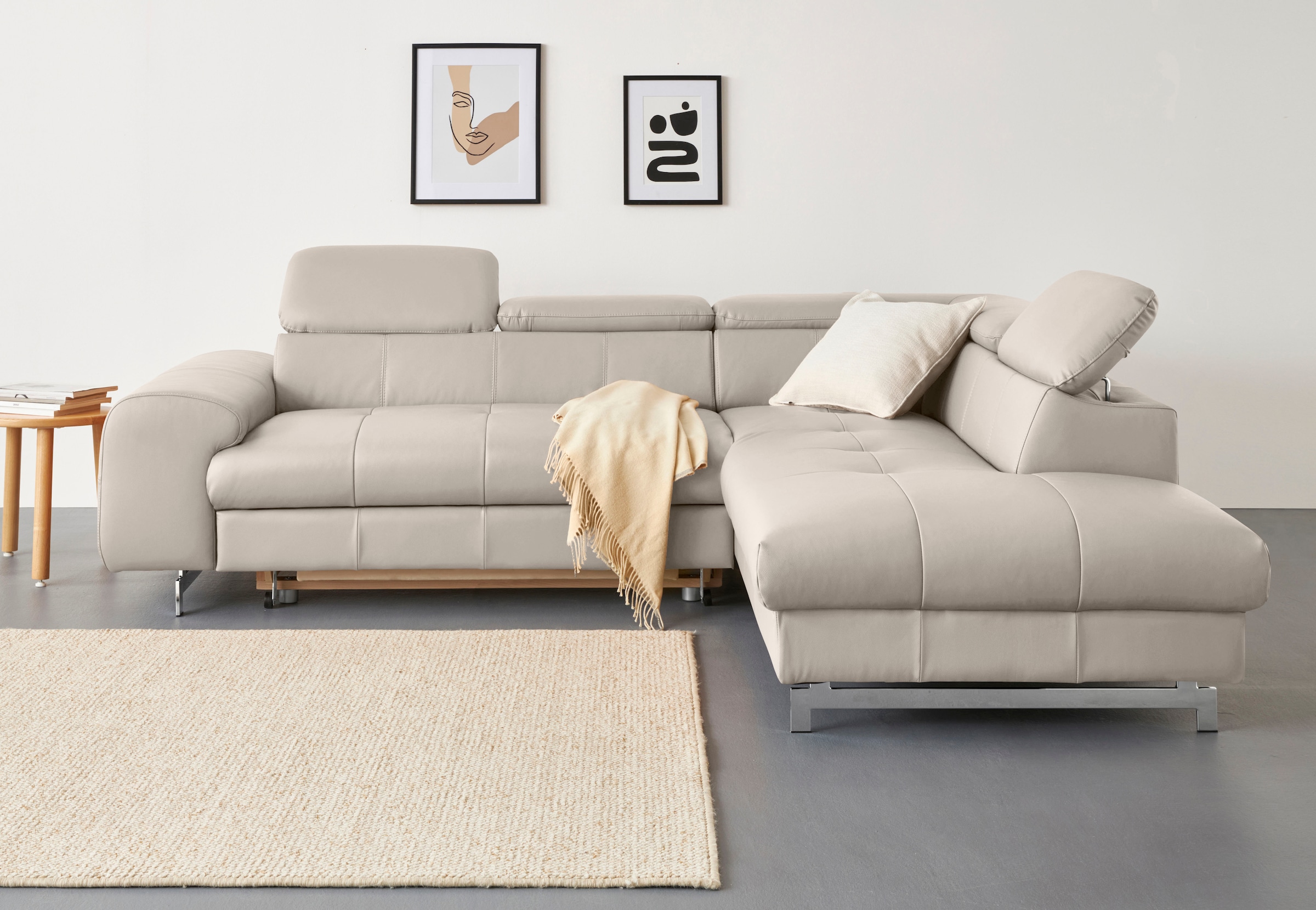 COTTA Ecksofa "Chef L-Form" mit Kopfteilverstellung, edle Metallkufen, wahl günstig online kaufen