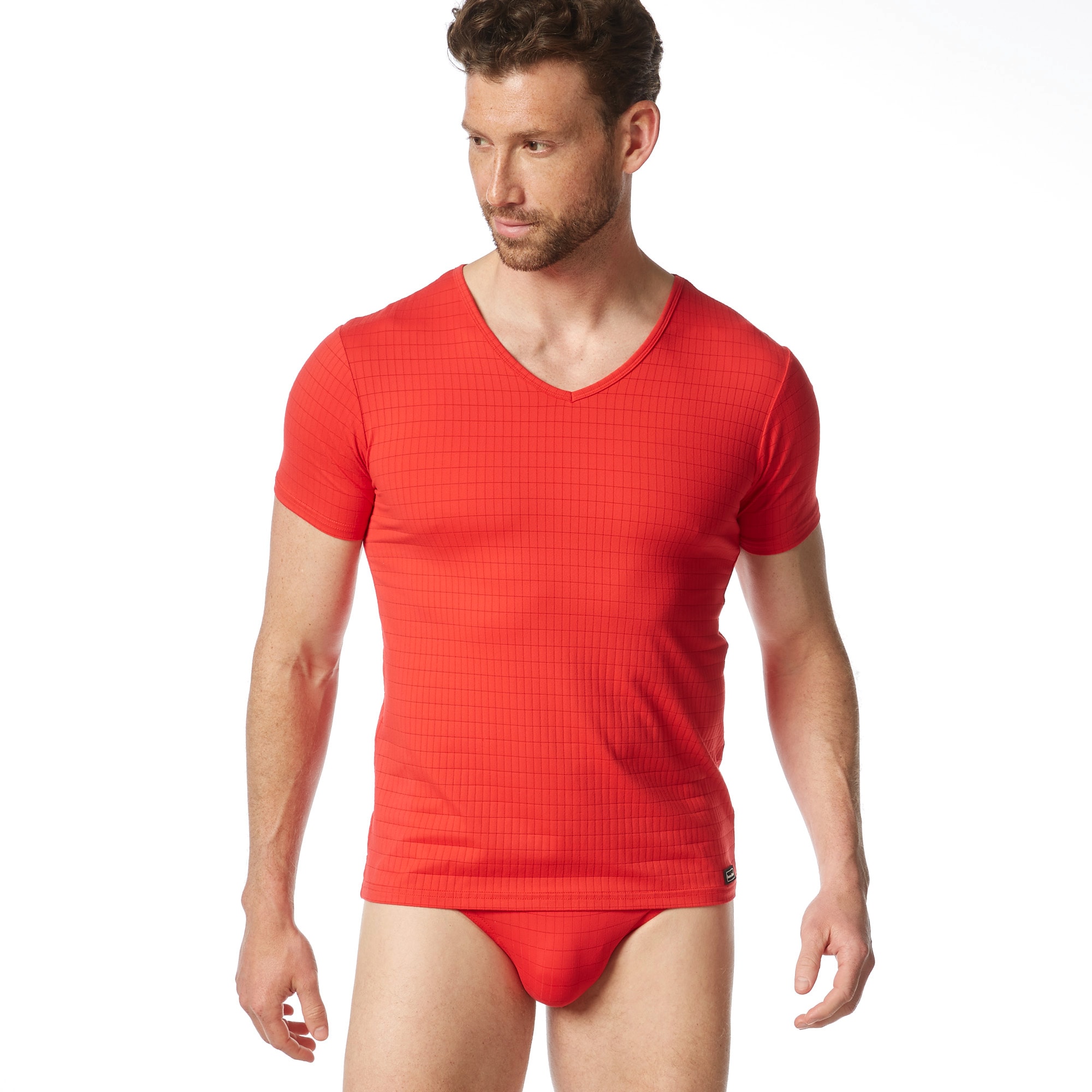 Bruno Banani V-Shirt »CHECK LINE 2.0« Pique Optik, Kurzarm, V-Neck, Cotton-Mix