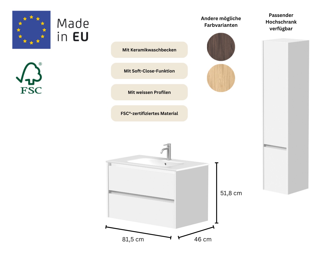 welltime Waschtisch »City, Badmöbel, Badkommode, Badschrank, in verschieden günstig online kaufen