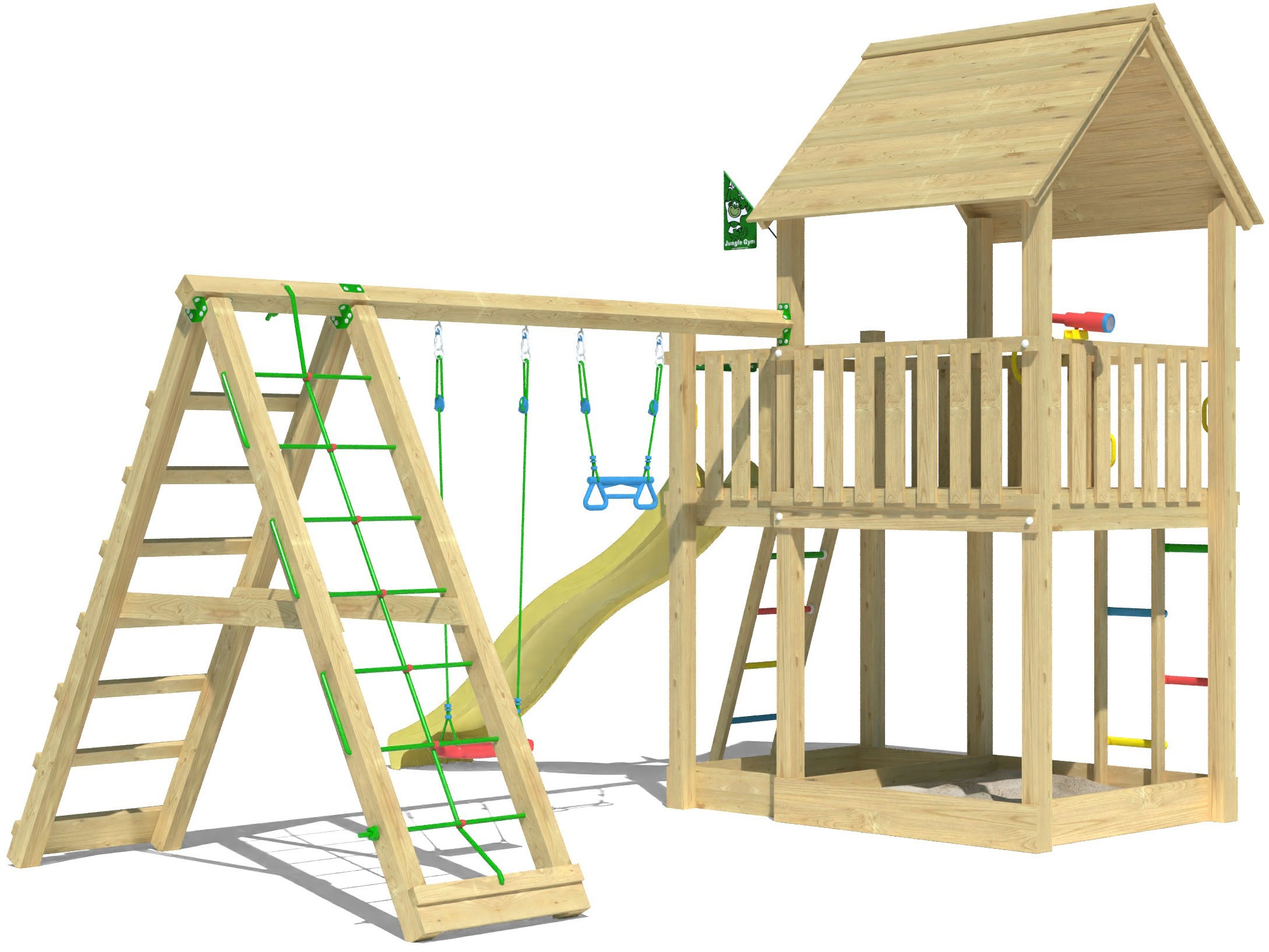 Jungle Gym Spielturm »Majesty«, (Set), Spielanlage mit Schaukel, Kletterbock und Rutsche mit Wasseranschluss