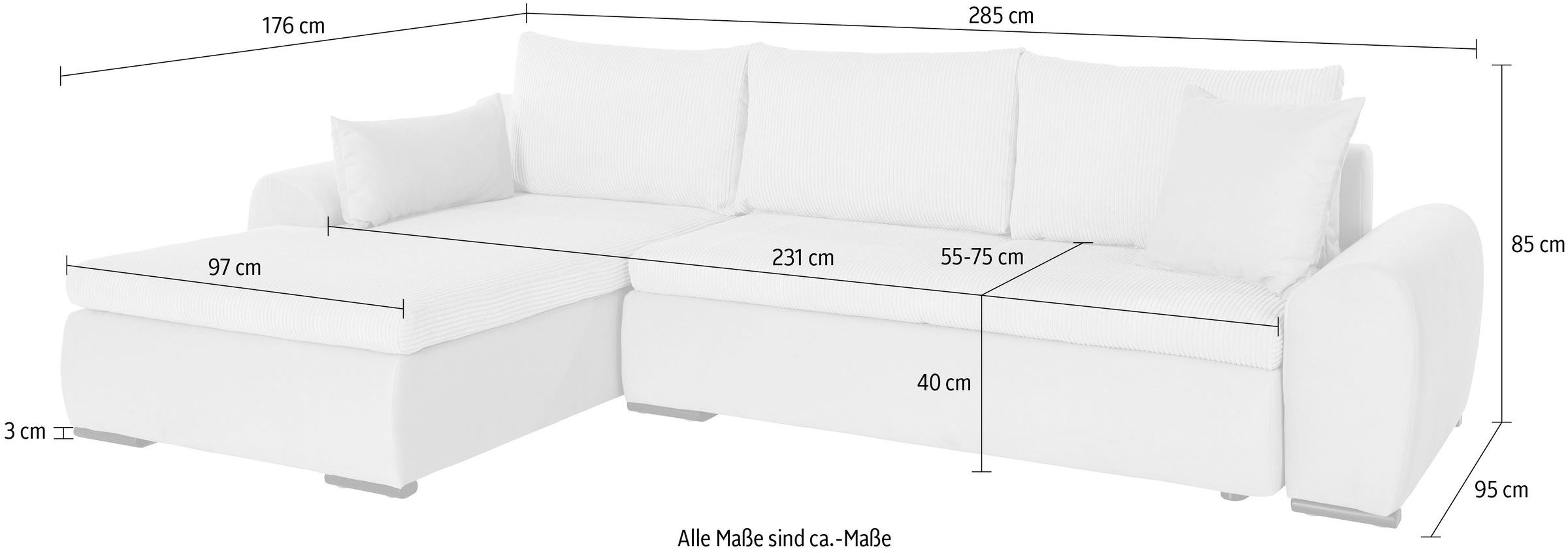 Home affaire Ecksofa Win L-Form, wahlweise mit Bettfunktion und Bettkasten