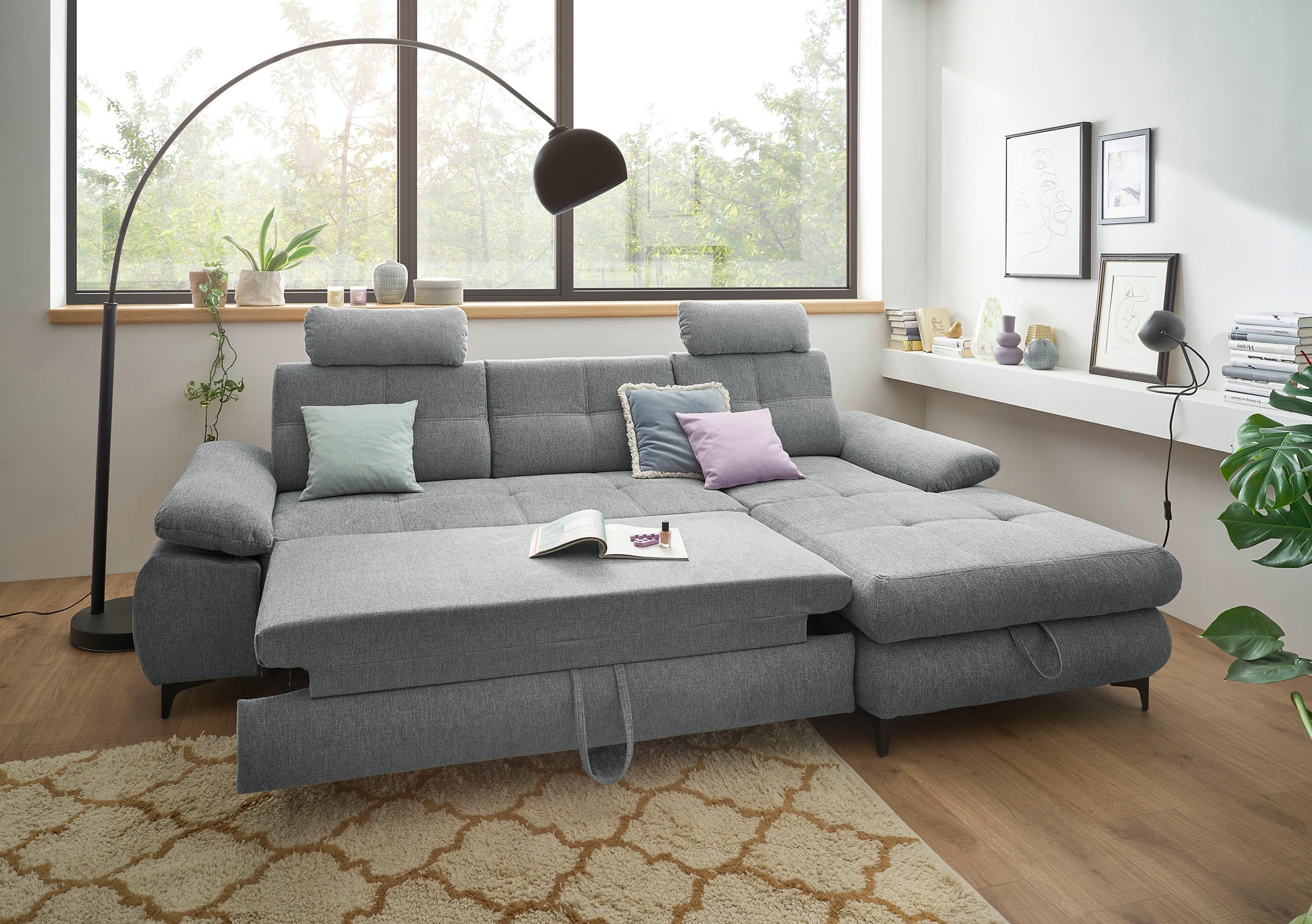 ED EXCITING DESIGN Ecksofa »Altona L-Form« mit Bettfunktion, Bettkasten, Armteilverstellung & Kopfstützen