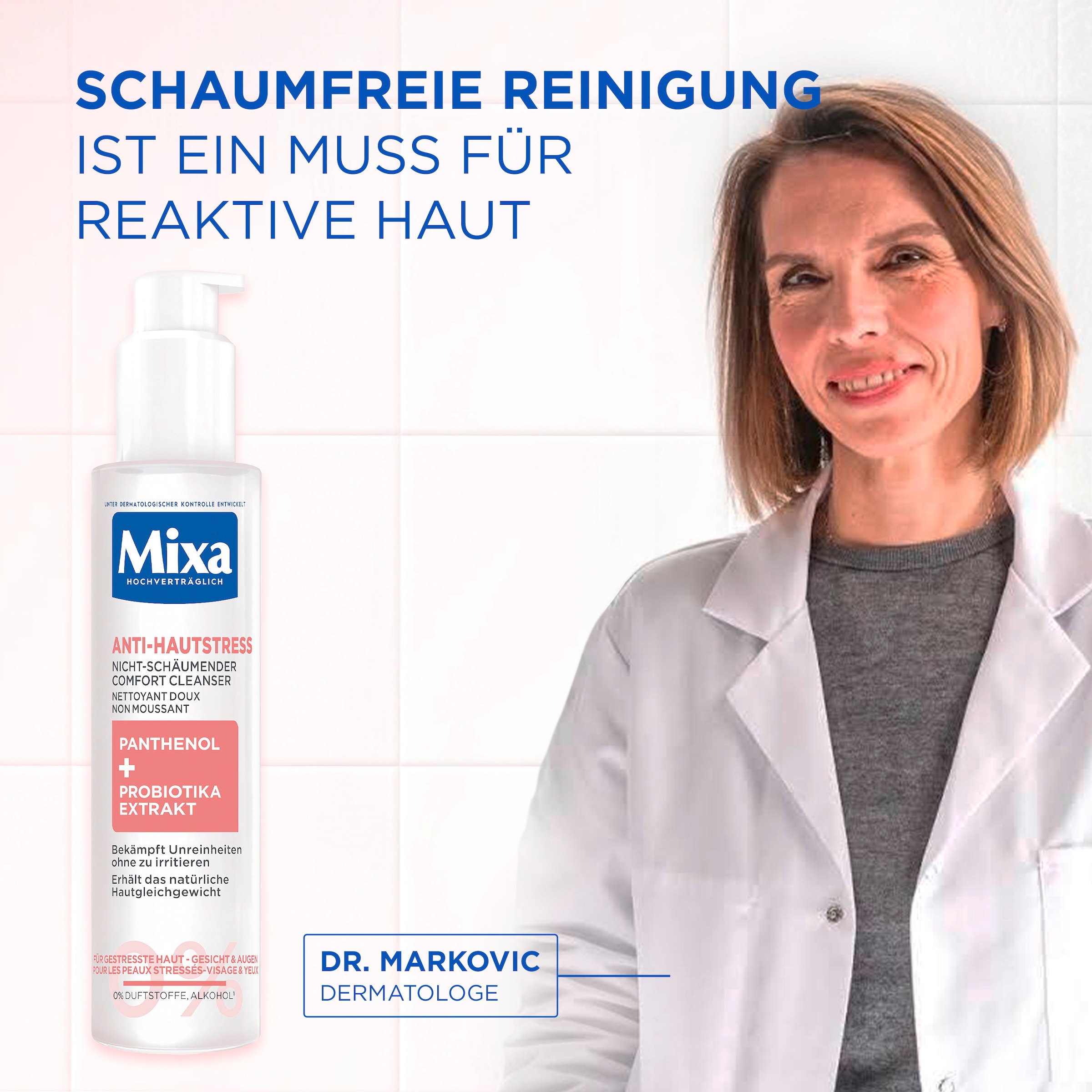 Mixa Gesichtsreinigungsgel »MIXA ANTI-HAUTSTRESS CLEANSER« bekämpft Unreinheiten ohne zu irritieren