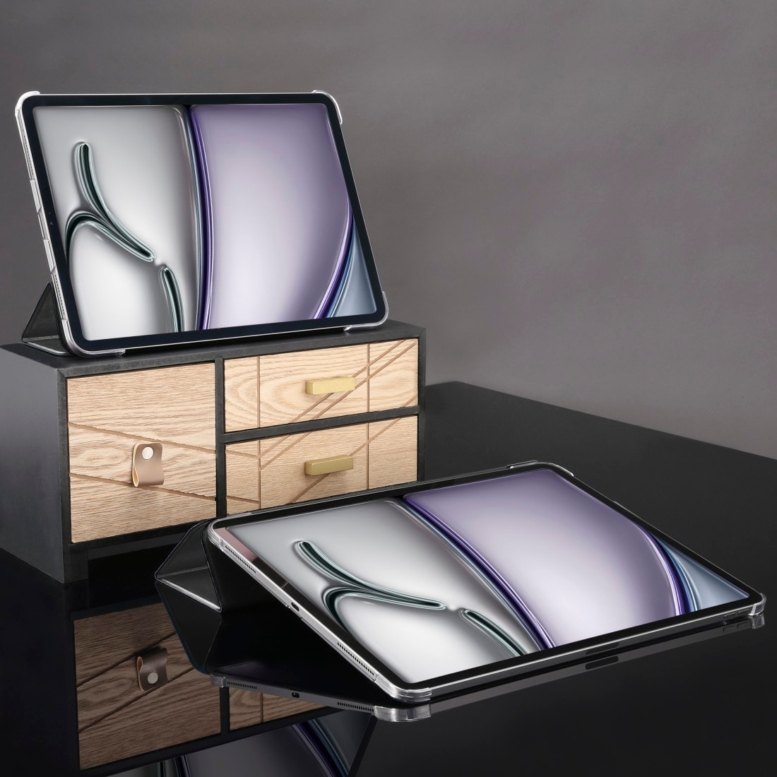 Hama Tablet-Hülle »Tablet-Hülle f. iPad Air 13", Standfunktion, transparente Rückseite« Standfunktion, transparentes Backcover, Magnetverschluss