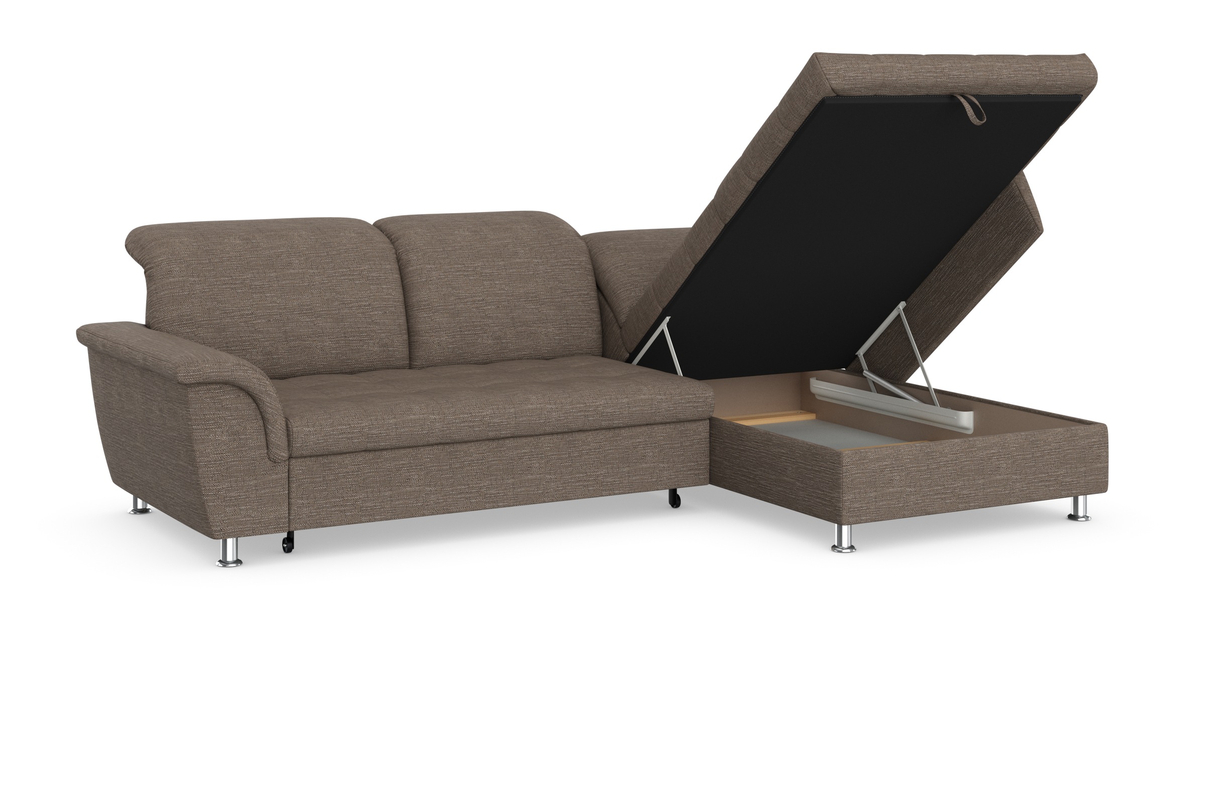 DOMO collection Ecksofa Franzi, wahlweise mit Bettfunktion, Bettkasten und Kopfteilverstellung
