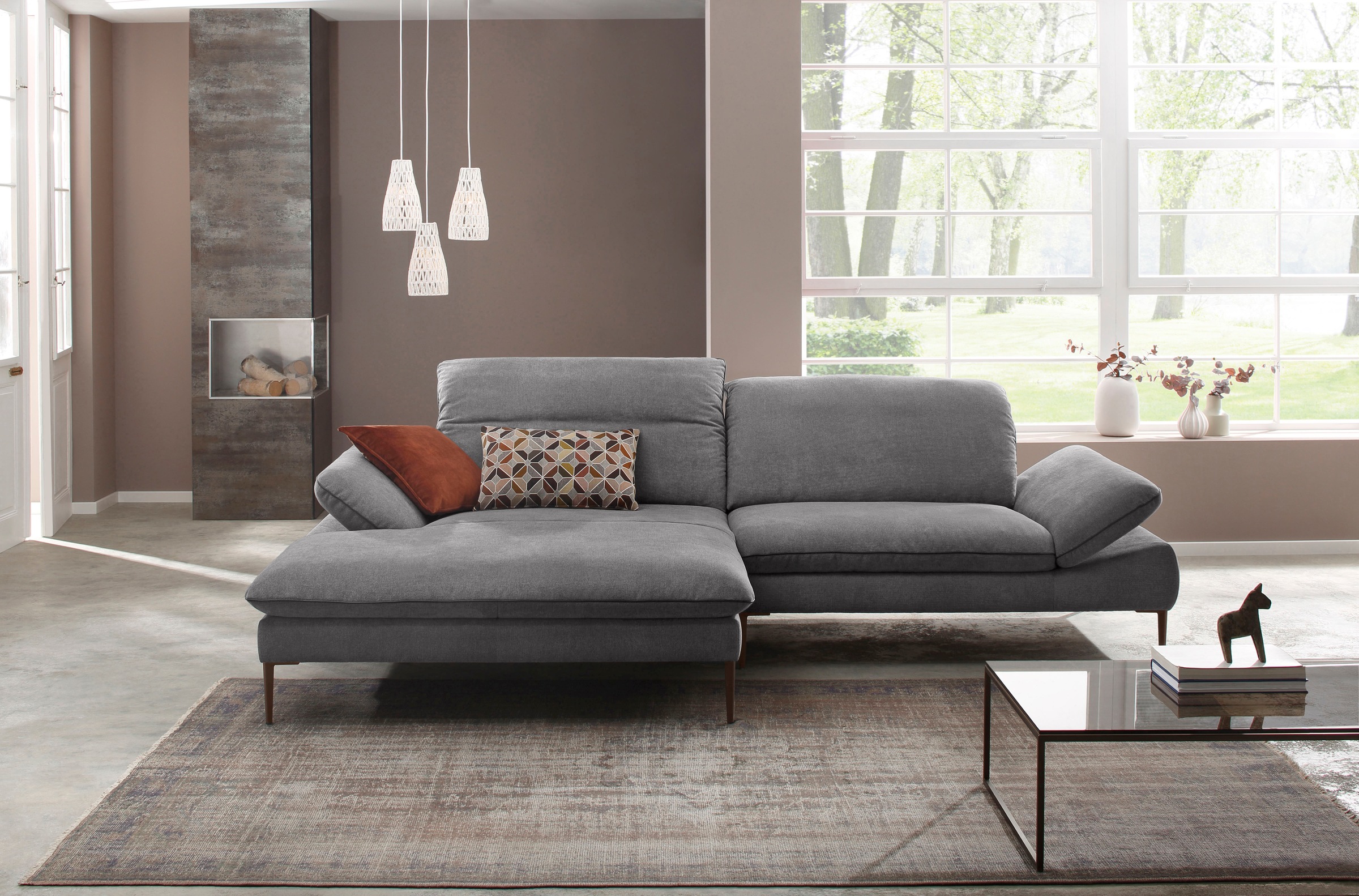 W.SCHILLIG Ecksofa »enjoy&MORE, Designsofa, elegant und bequem, L-Form«, Sitztiefenverstellung, Füße bronze pulverbeschichtet, Breite 294 cm