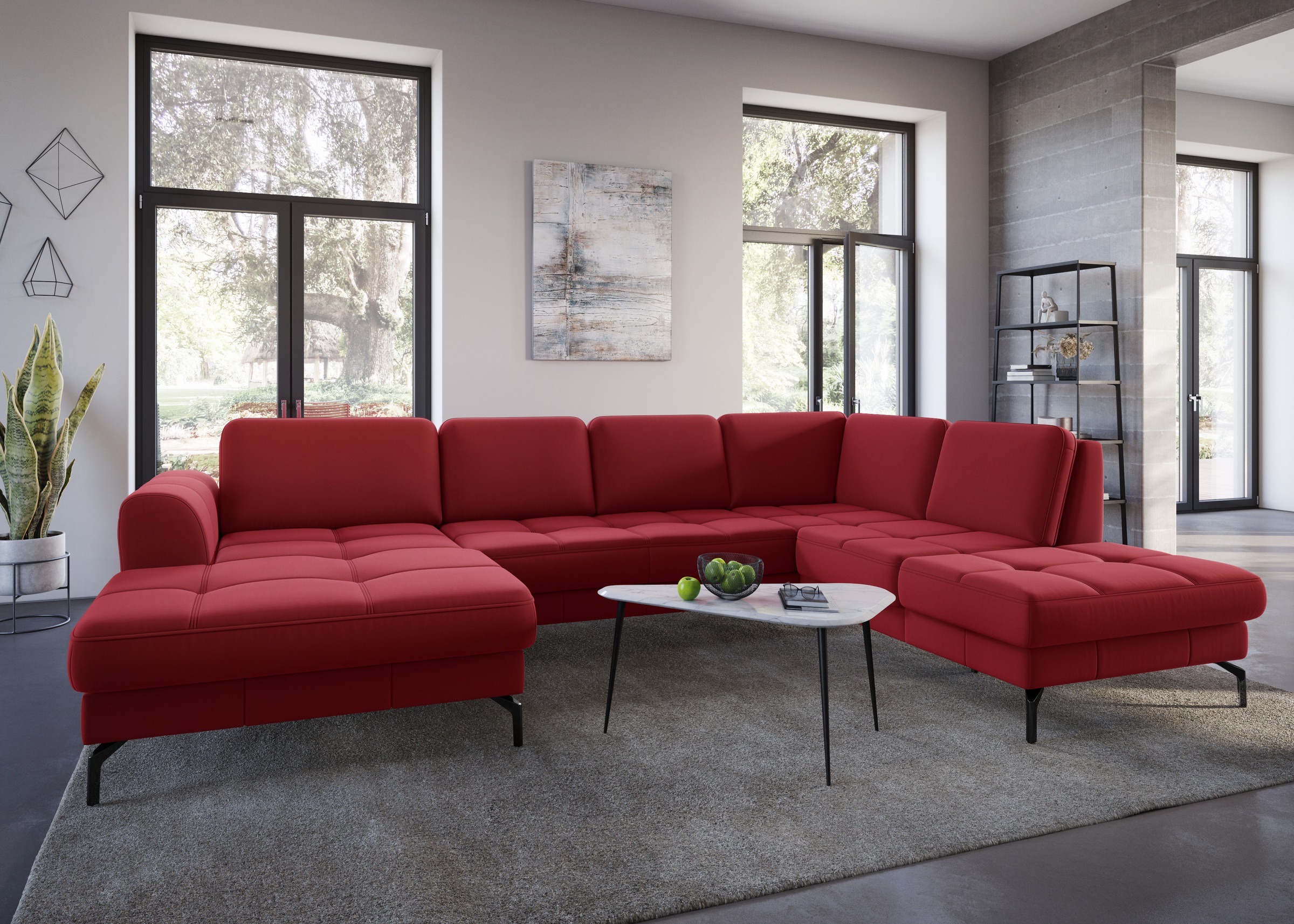 sit&more Wohnlandschaft »Bendigo U-Form«, inklusive Sitztiefenverstellung, Bodenfreiheit 15 cm, in 2 Fußfarben