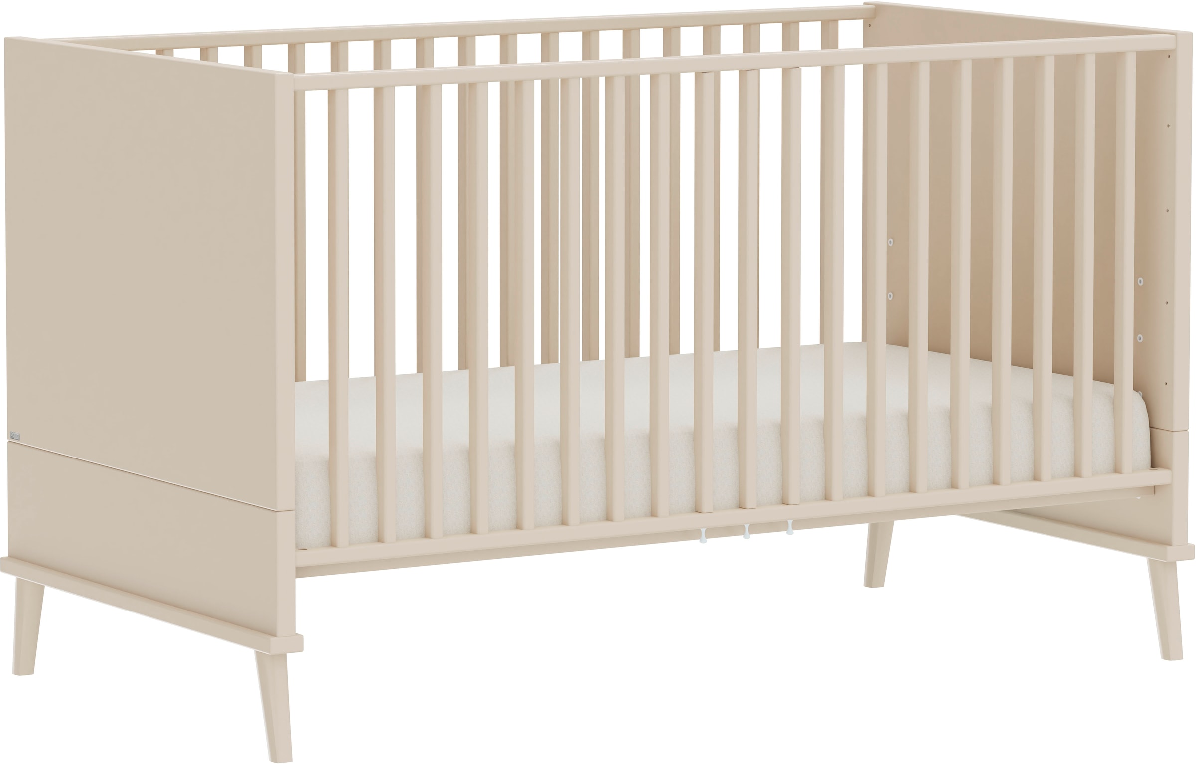 PAIDI Babybett »EEFJE 70x140cm in Beige, umbaubares Kinderbett mit Massivholz« Gitterbett 4-fach höhenverstellbar, entnehmbare Sprossen, Juniorbett