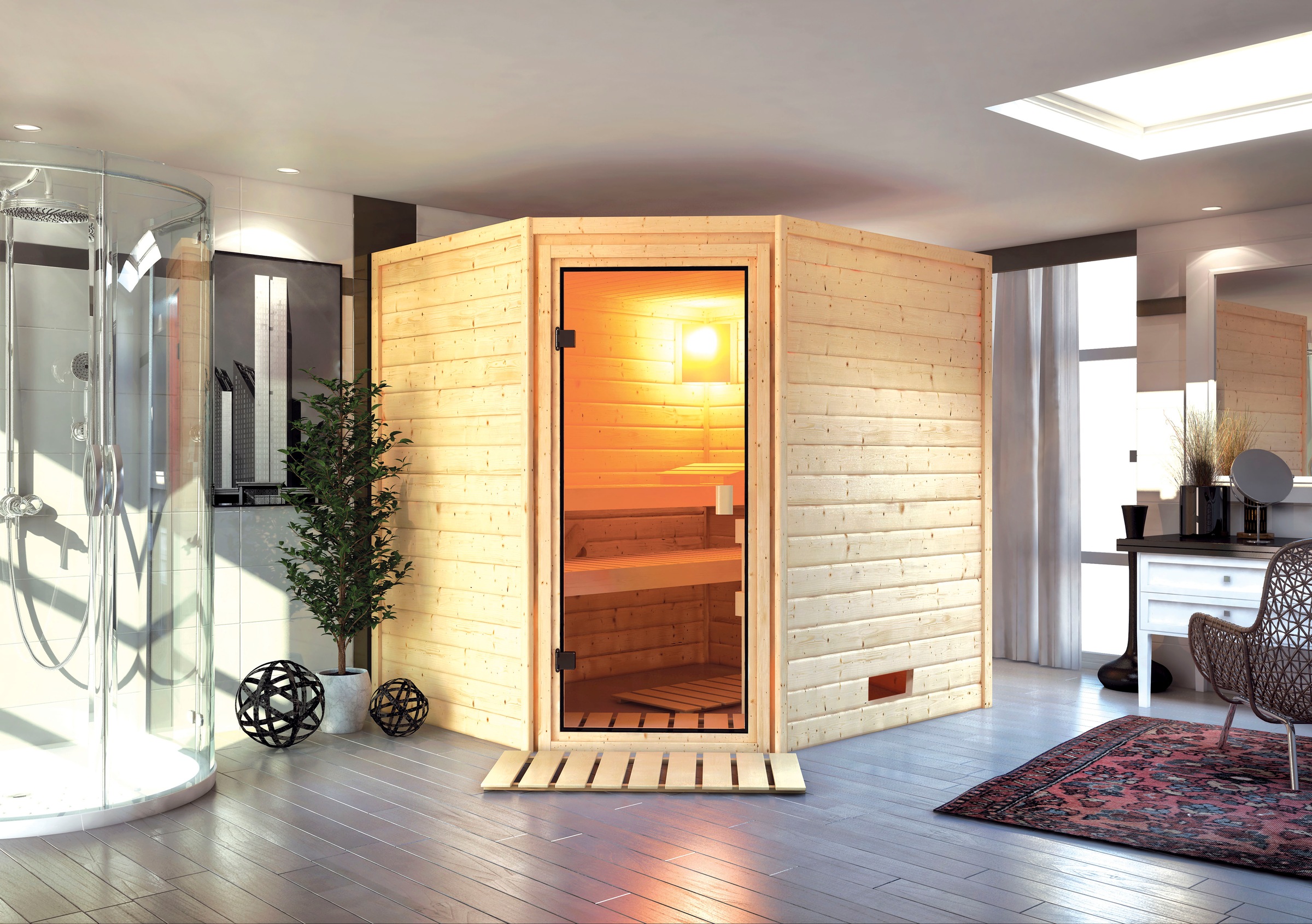 Karibu Sauna »"Trixi" mit bronzierter Tür, naturbelassen« aus hochwertiger günstig online kaufen