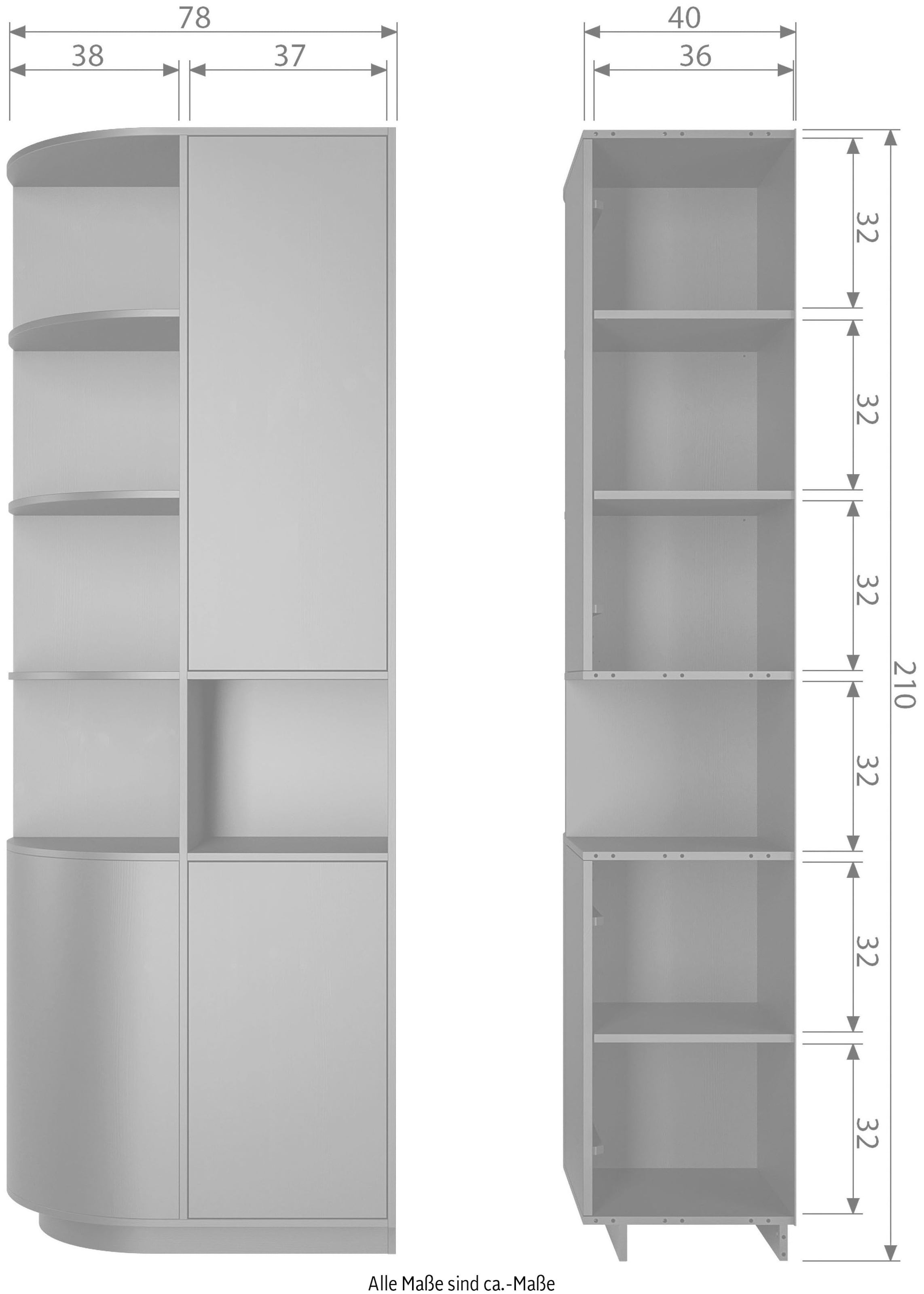 WOOOD Vitrine »Finca«, mit modernem Push-to-Open-System, Breite 78 cm