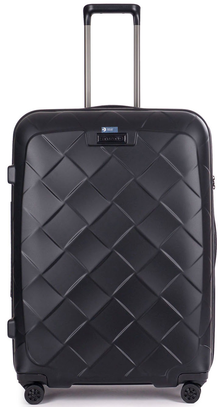 Stratic Hartschalen-Trolley »Leather&More L, matt black«, 4 Rollen, Reisekoffer großer Koffer Aufgabegepäck TSA-Zahlenschloss