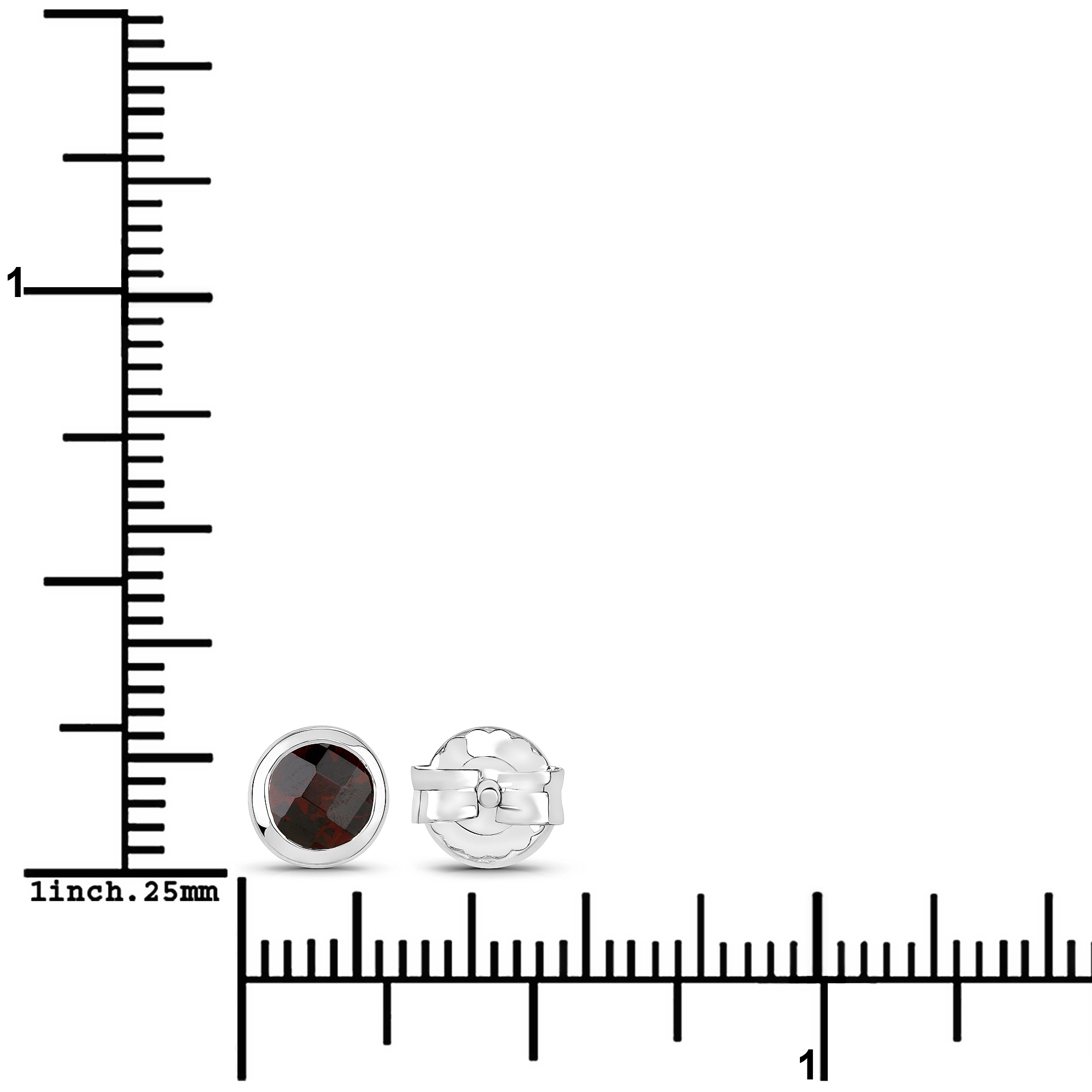 Vira Jewels Paar Ohrstecker »925-Sterling Silber rhodiniert glänzend Granat rot rund«