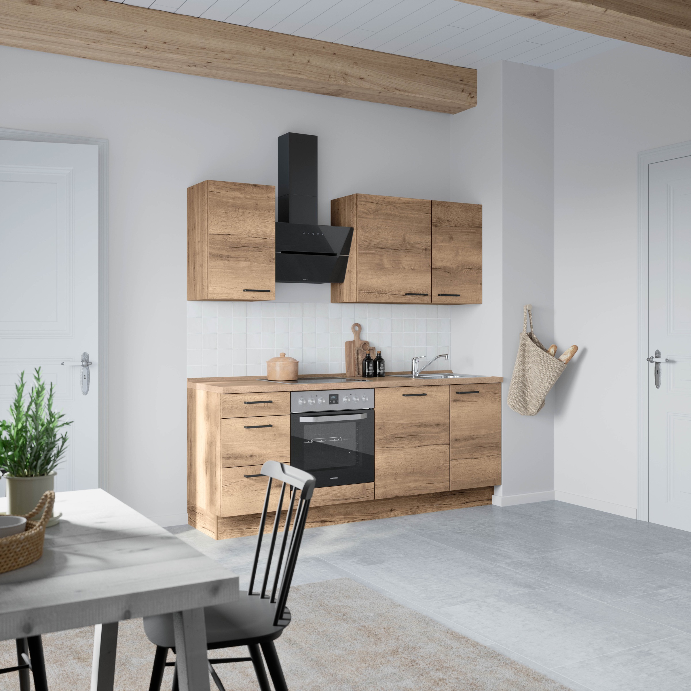 nobilia® Küchenzeile »"Structura II"«, vormontiert, Ausrichtung wählbar, Breite 210 cm, wahlw. mit E-Geräten
