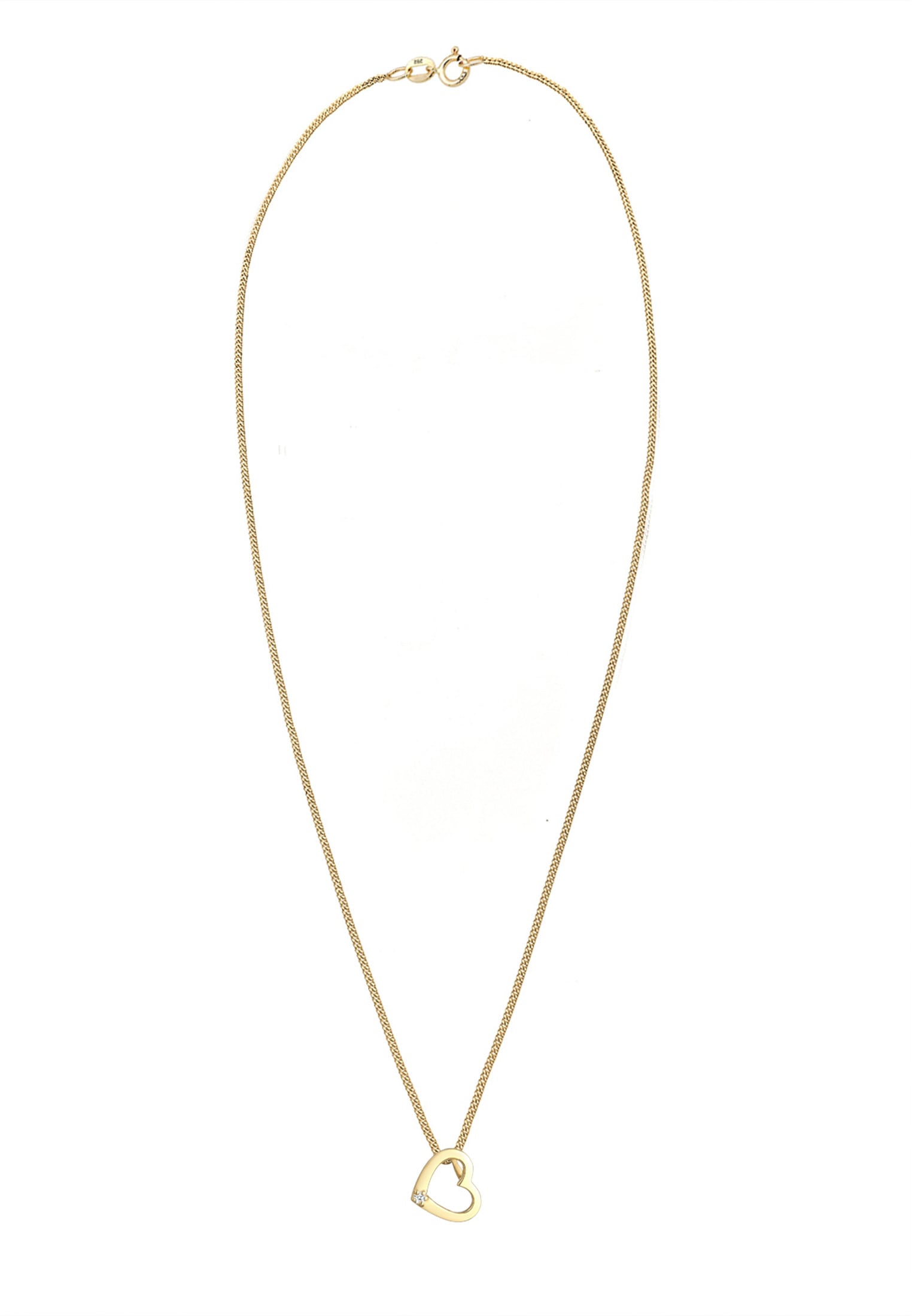 Elli DIAMONDS Collierkettchen »Herz Diamant Weiß Brillantschliff (0.015ct) 585 Gelbgold«
