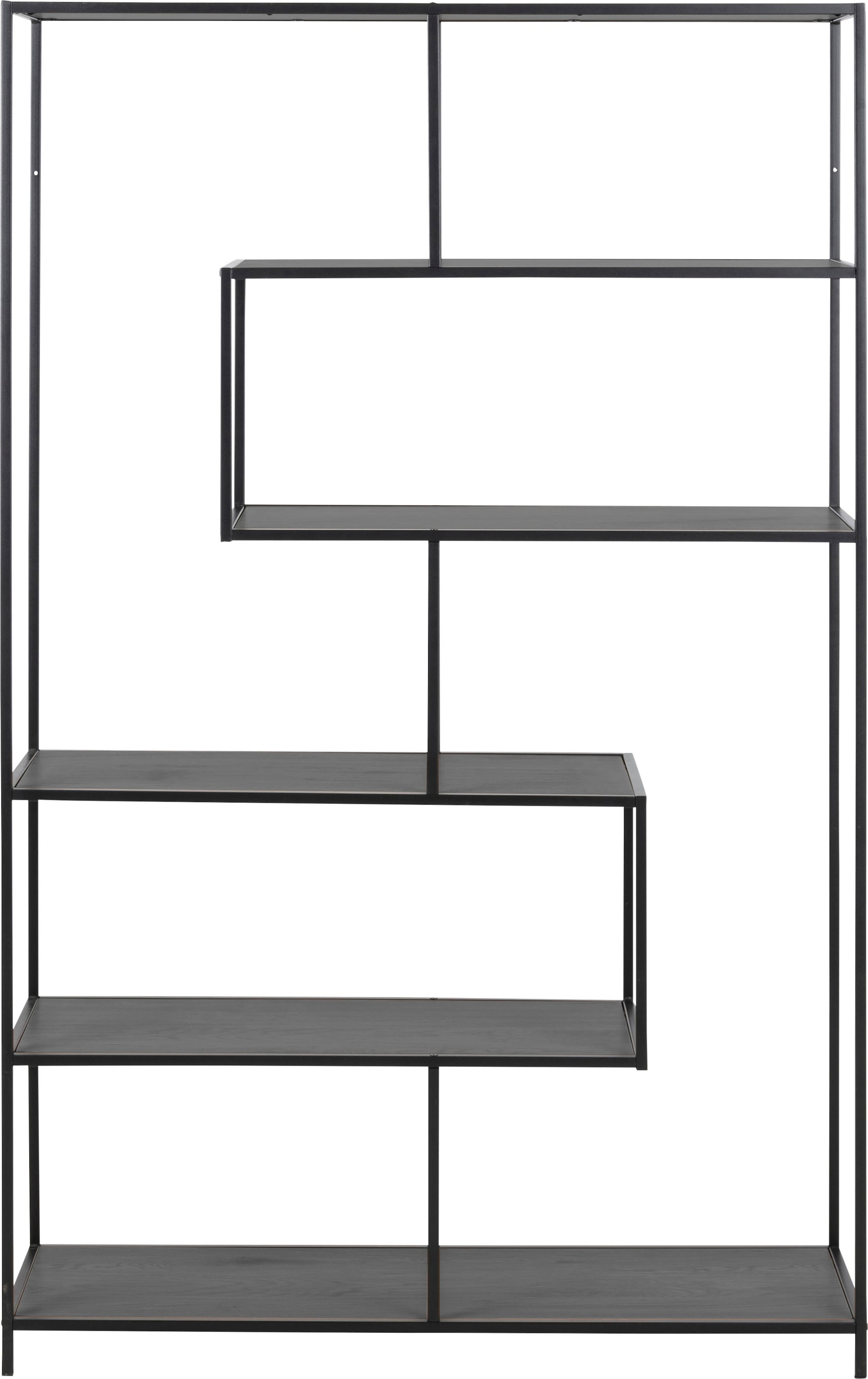 ACTONA GROUP Bücherregal, Metallgestell, modernes Design, 5 Einlegeböden, asymmetrische Details