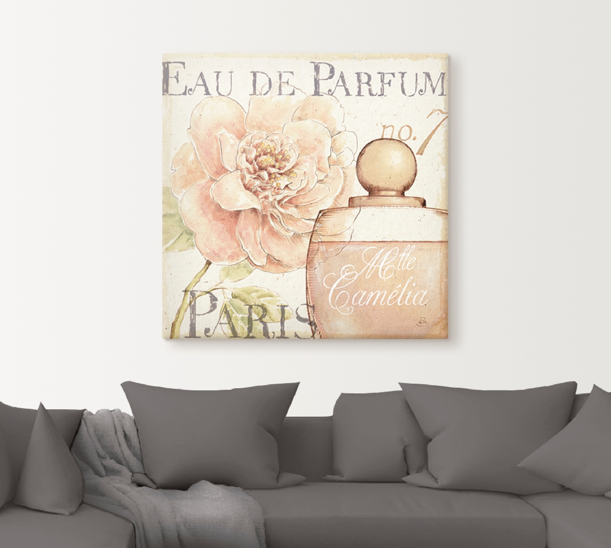 Artland Leinwandbild »Blumen und Parfum II«, Schilder, (1 St.), auf Keilrahmen gespannt