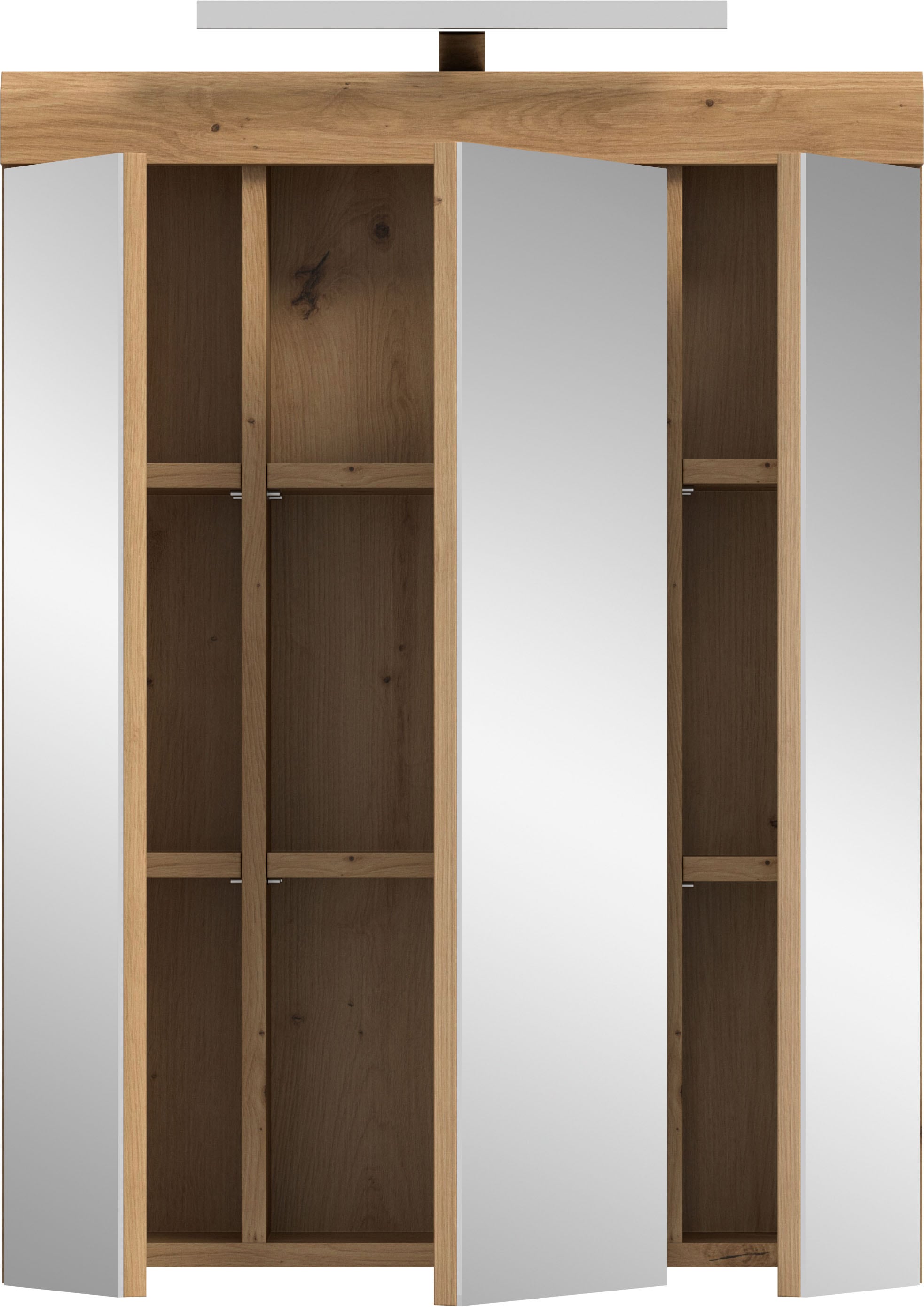 welltime Badezimmerspiegelschrank »SIENA, Breite 60cm, inkl. Beleuchtung, 3 Spiegeltüren, 9 Fächer« Set, TOPSELLER!,  in verschiedenen Farben erhältlich, Badmöbel, Badschrank, Schrank, Bad