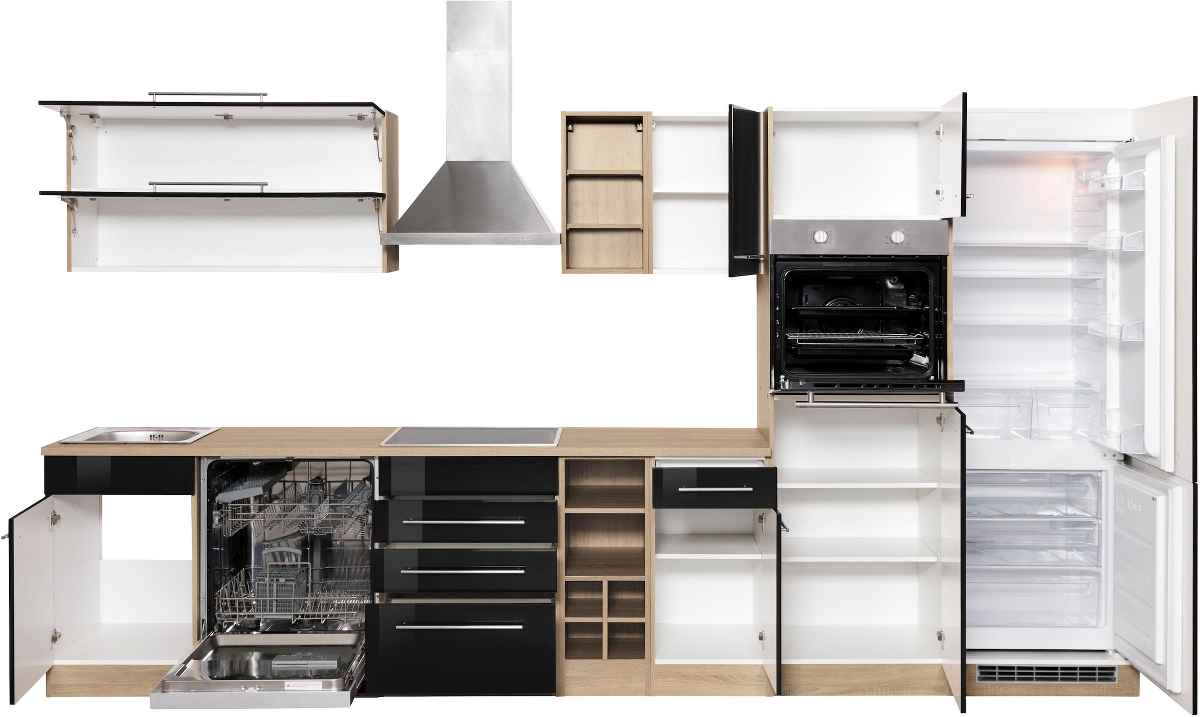 KOCHSTATION Küchenzeile »KS-Eton«, mit E-Geräten, Breite 360 cm