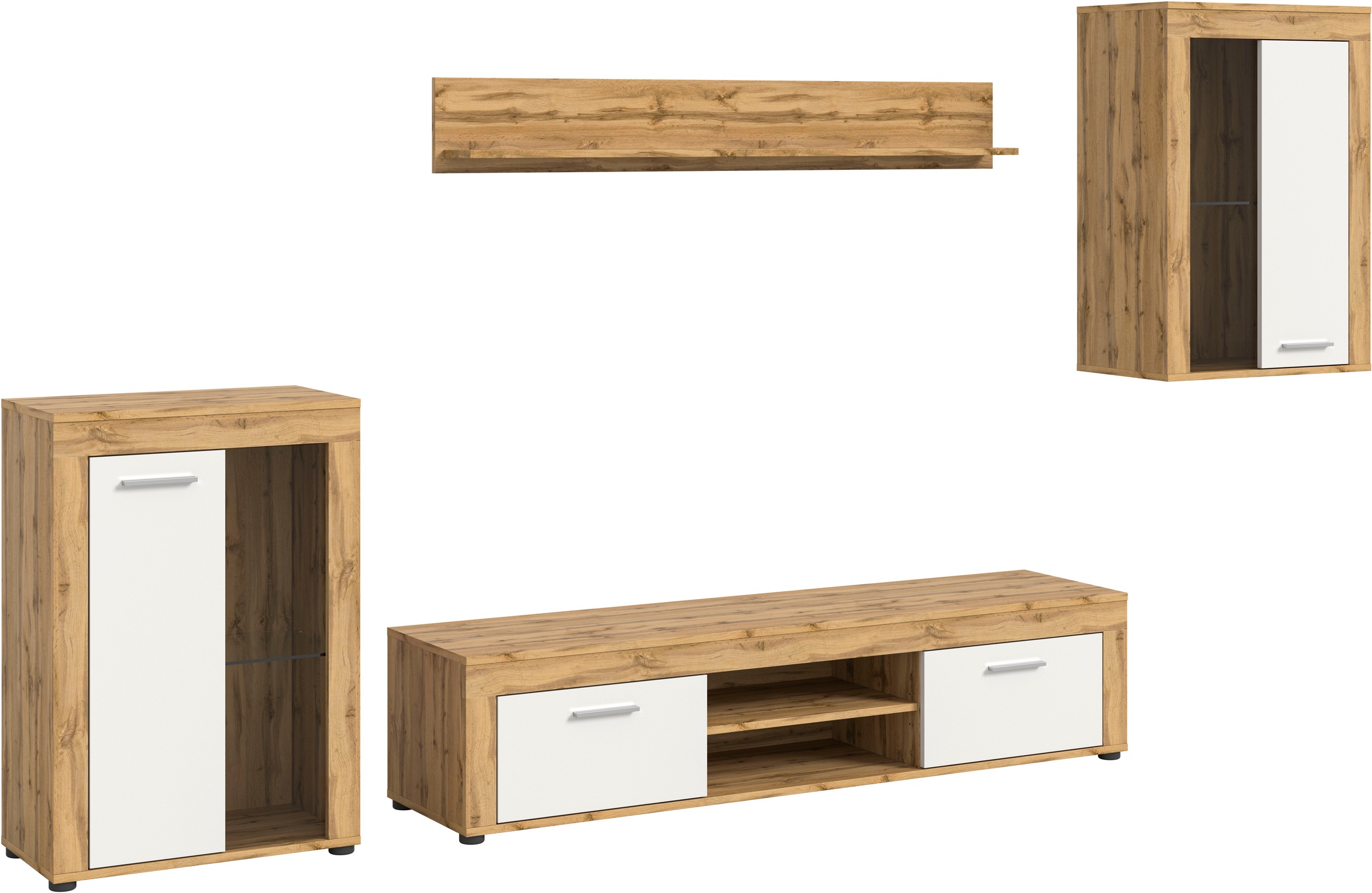 INOSIGN Wohnwand »Aosta, 4-tlg., bestehend aus: 2x Vitrine, Lowboard & Wand günstig online kaufen