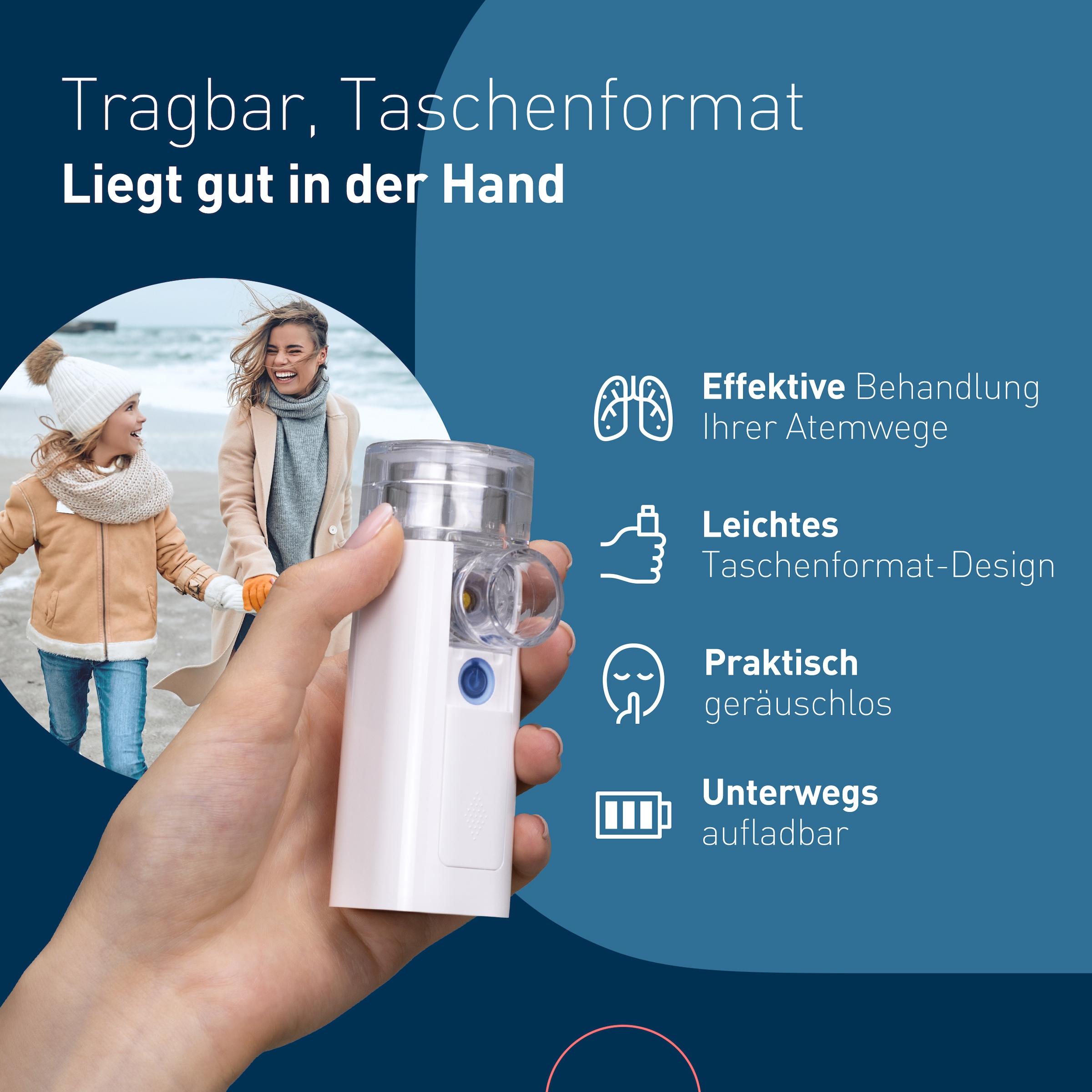 Omron Inhalationsgerät »mini Air 360+ einfach zu bedienen«, geräuschlos, Laden mit Micro-USB, für Erwachsene & Kinder