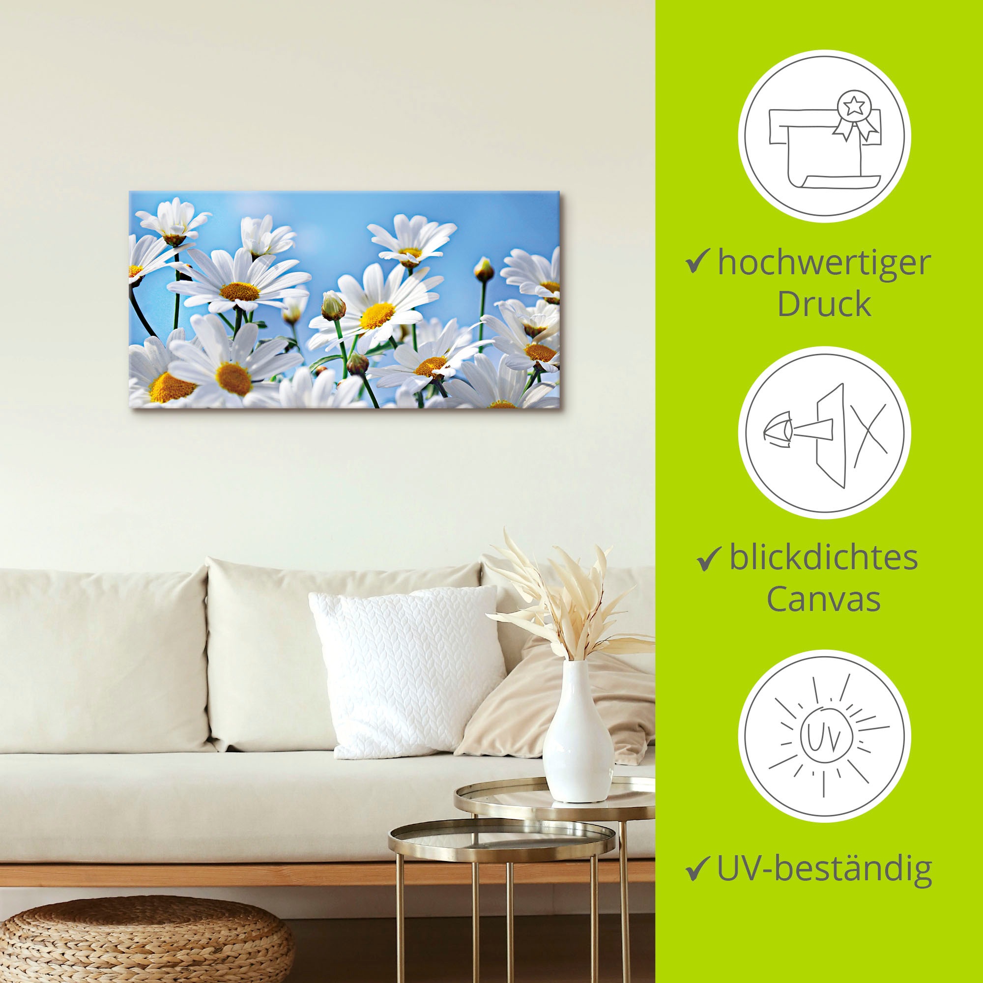 Artland Wandbild »Blumen - Margeriten«, Blumen, (1 St.), als Alubild, Outdoorbild, Leinwandbild in verschied. Größen