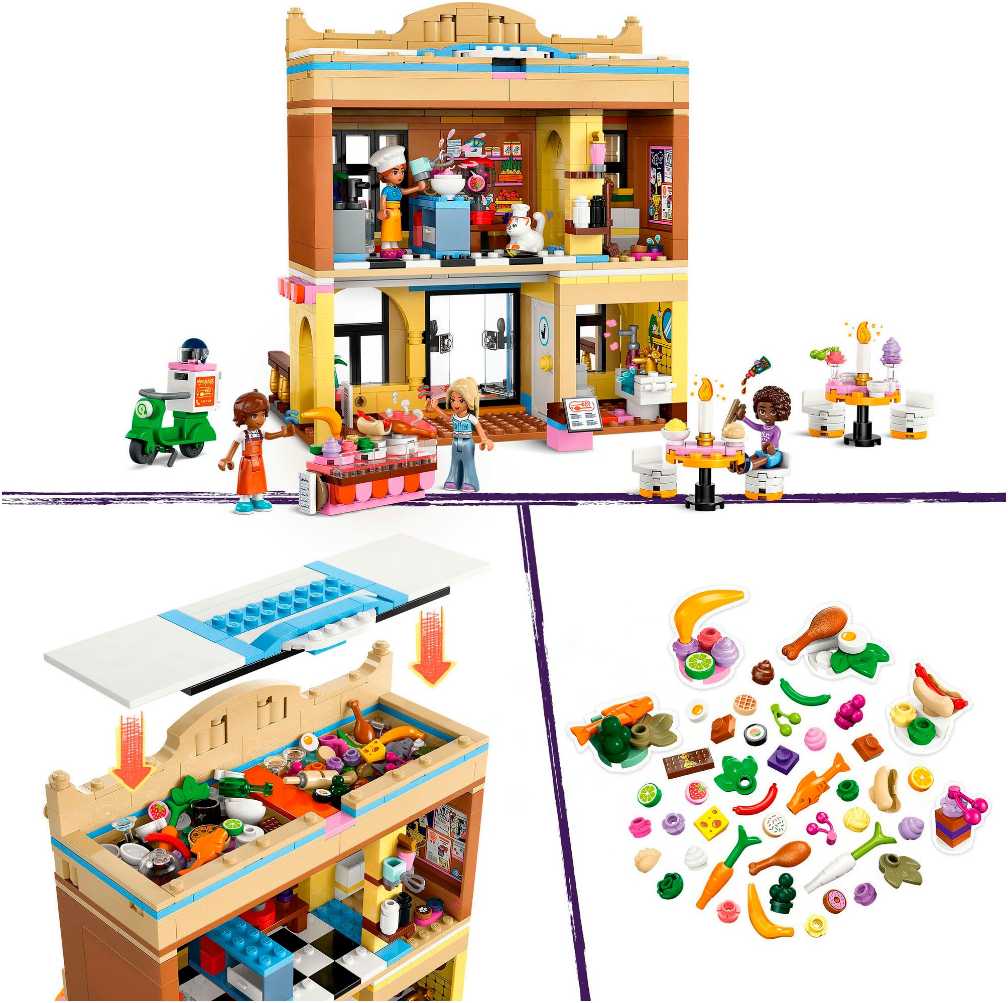 LEGO® Konstruktionsspielsteine »Restaurant und Kochschule (42655), LEGO Friends«, (896 St.), Made in Europe