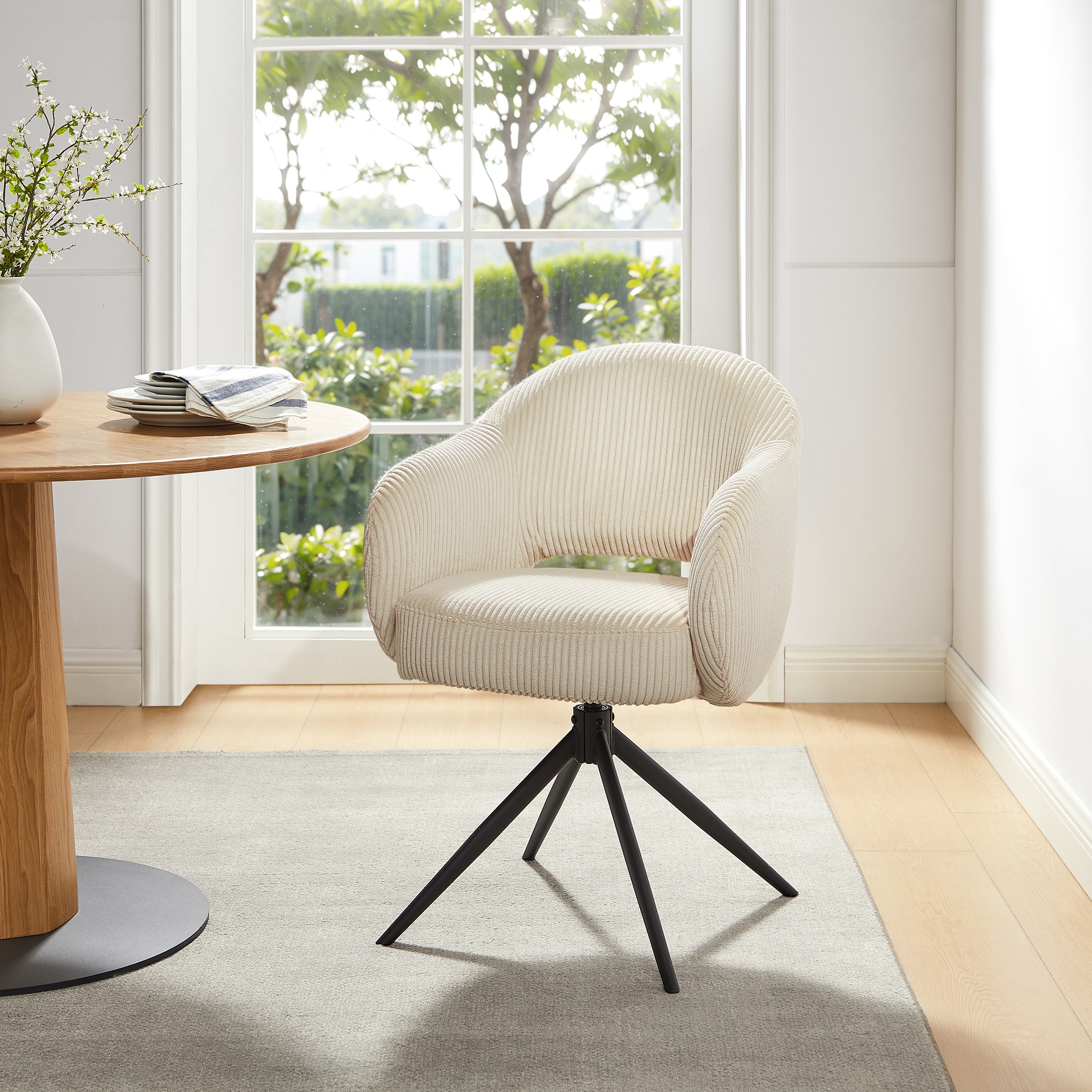 SalesFever Armlehnstuhl »Manchester Cord-Bezug« () 1 Stk.Esszimmerstuhl mit günstig online kaufen