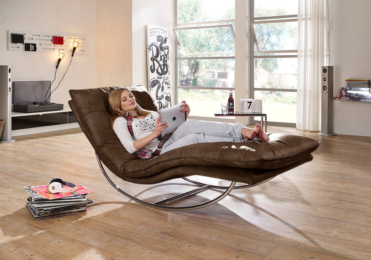 W.SCHILLIG Relaxliege »daily dreams«, in Waffelkissen-Optik, Schaukelgestell Chrom glänzend, in 2 Breiten