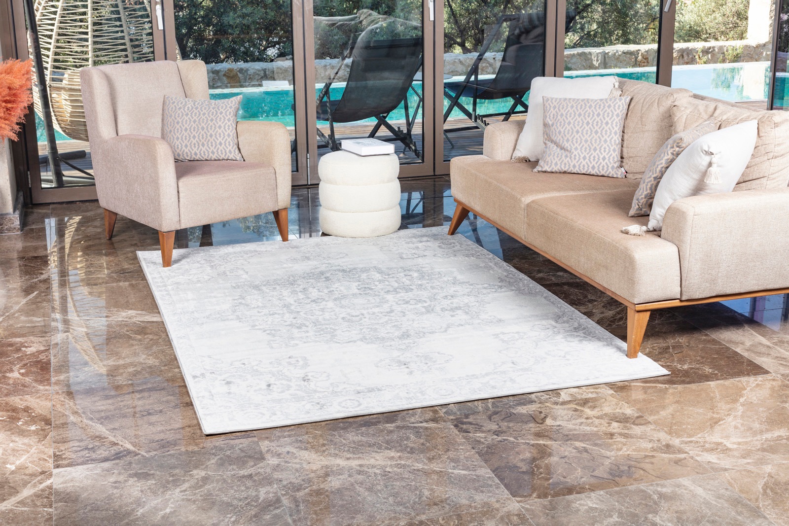 Livabliss Teppich »CORO«, rechteckig, 11 mm Höhe, Boho Kurzflor Orientteppich, Wohnzimmer, Schlafzimmer, Grau