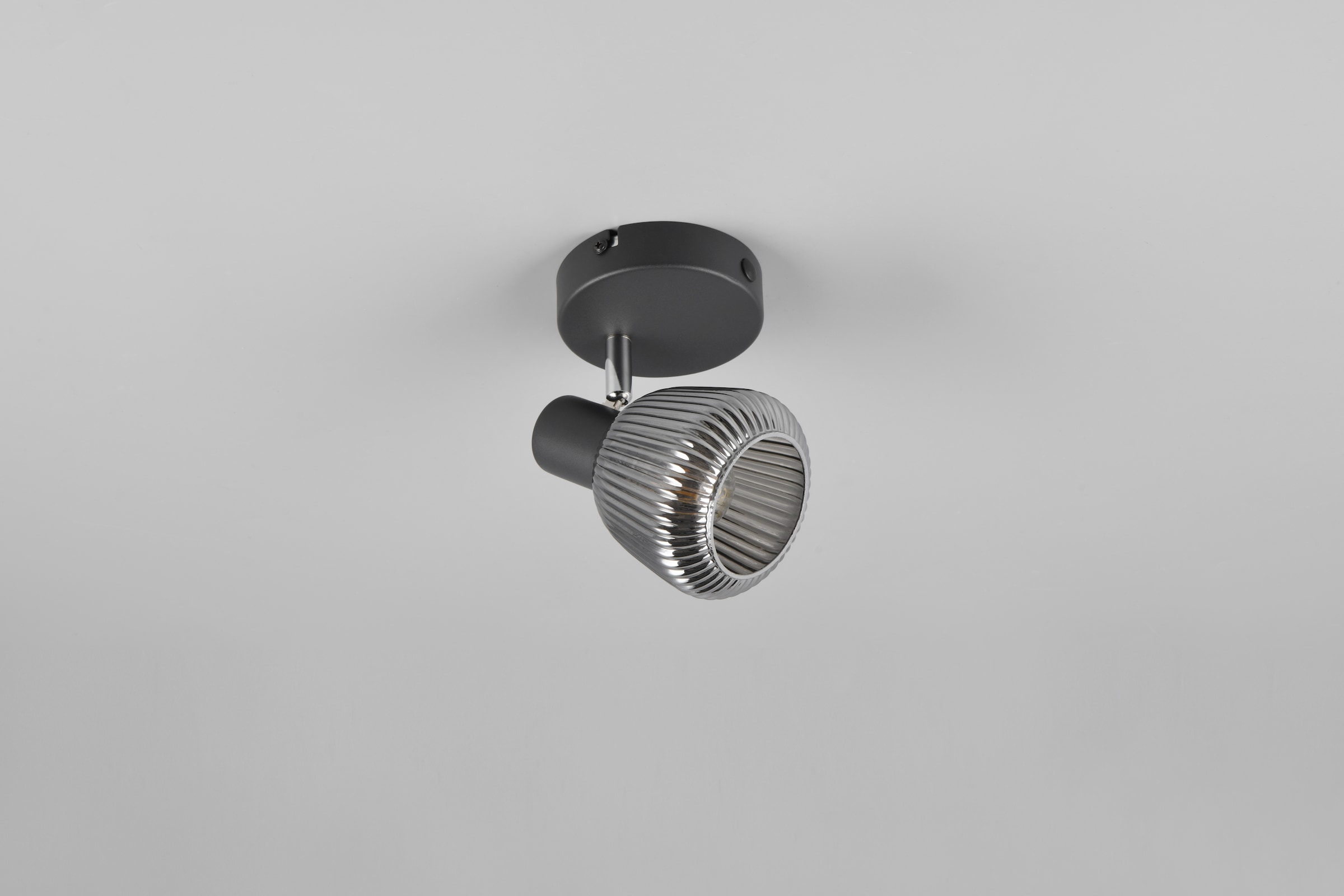 TRIO Leuchten Deckenstrahler »TARIFA, Spot 1-flammig, Deckenspot oder Wandspot, exkl 1xE14 max 10W«, 1 flammig, Leuchtmittel E14 | Leuchtmittel wechselbar, E14 Spot mit Glasschirm in Riffeloptik Lichteffekte, Ø 10cm Höhe 17 cm