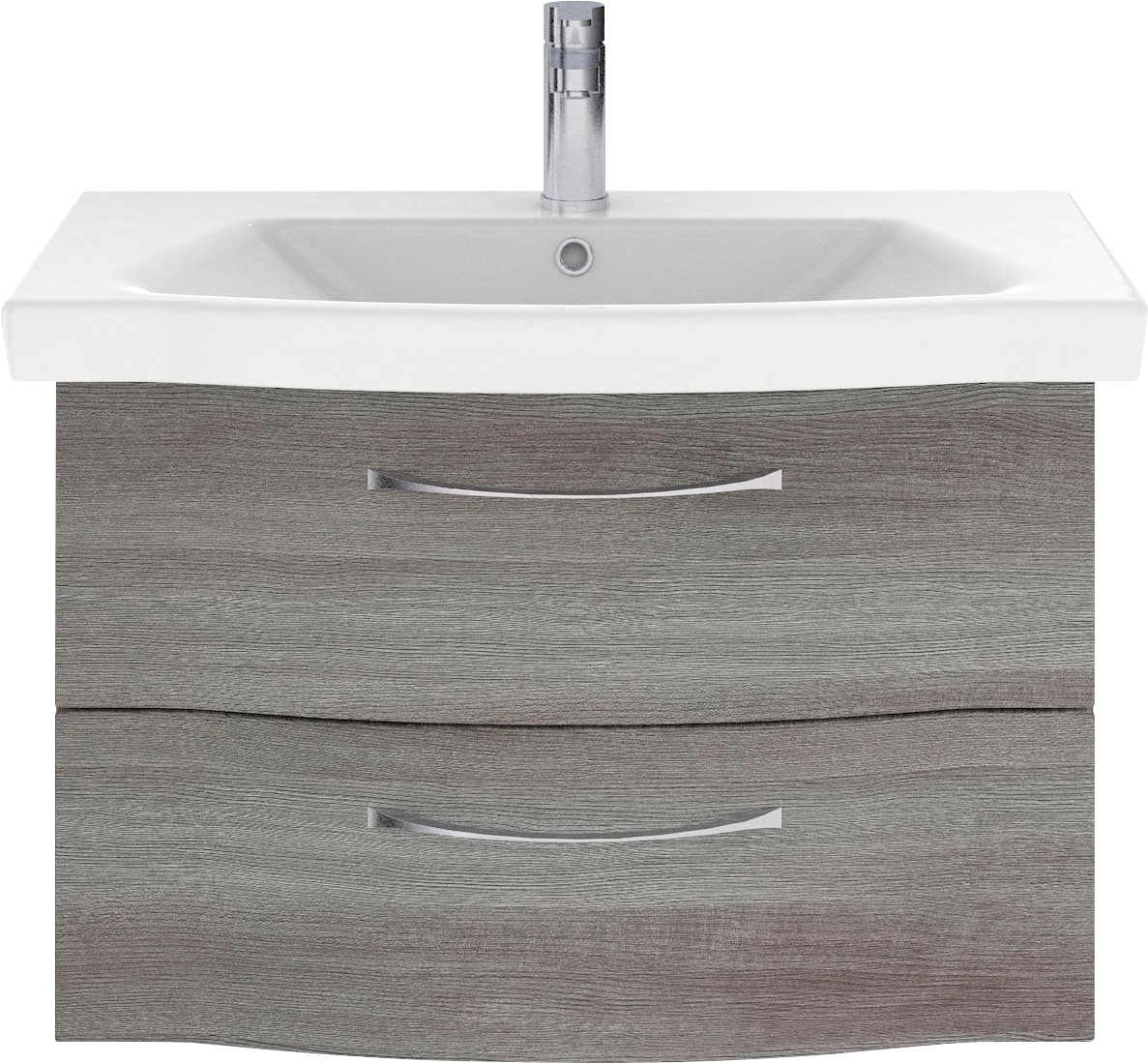 Saphir Badmöbel-Set »6005 Sprint 3-teilig, Keramik-Waschtisch mit LED-Spiegelschrank«, (4 St.), Midischrank, inkl. Türdämpfer, 3 Türen, 4 Schubladen, Bad-Set