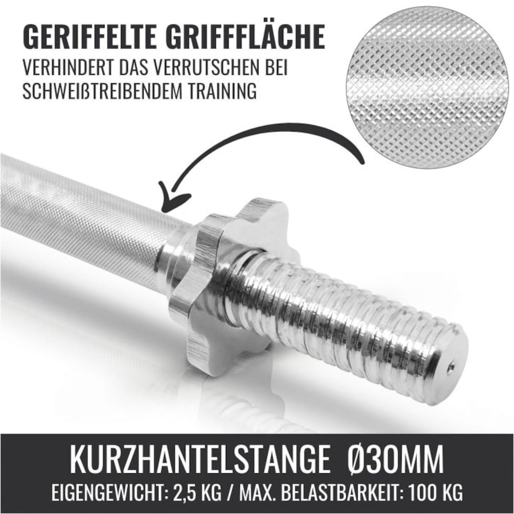 GORILLA SPORTS Kurzhantelstange »Kurzhantelstange 30 mm«, Chrom, 35 cm