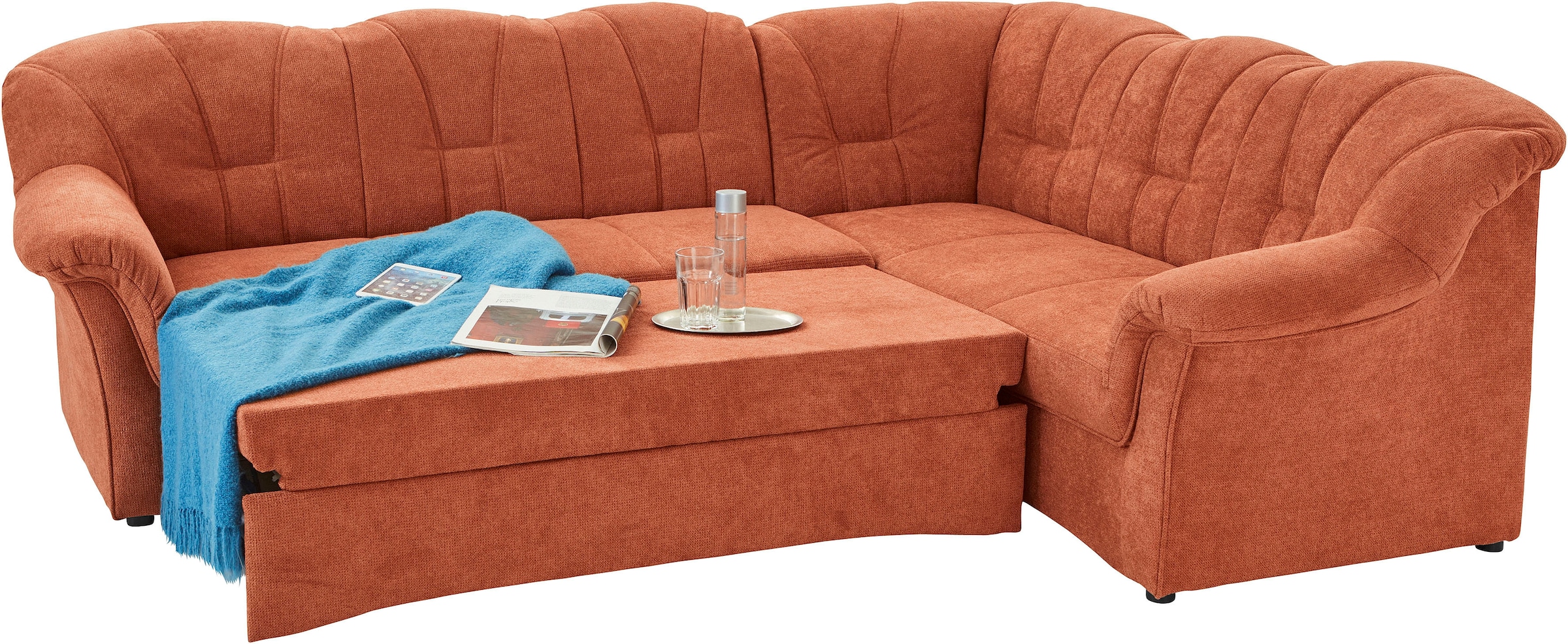DOMO collection Ecksofa »Papenburg B/T/H: 242/190/84 cm L-Form«, wahlweise mit Bettfunktion, Langer Schenkel links oder rechts