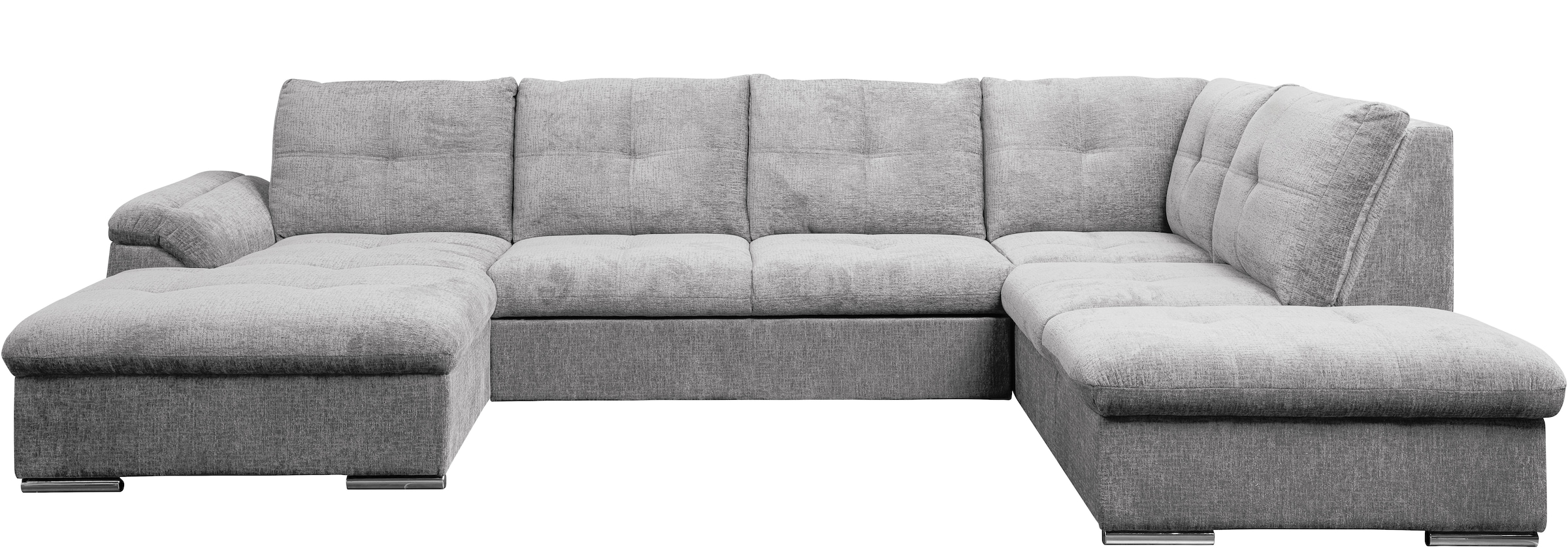WERK2 Wohnlandschaft »Arena 339 x 220 cm mit Bett & Bettkasten, wahlw. mit 2 Kopfstützen« U-Form, XXL, Schlaffunktion, Bettkasten