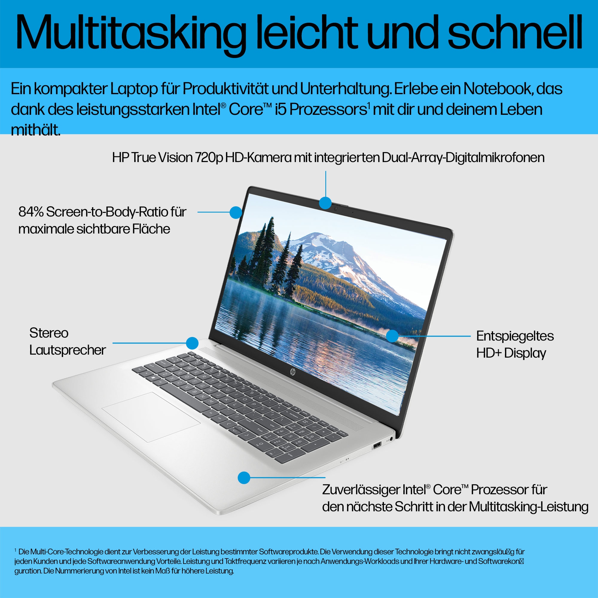 HP Notebook »17-cn3261ng«, 43,94 cm, / 17,3 Zoll, Intel, Core i5, Iris Xe Graphics, 512 GB SSD