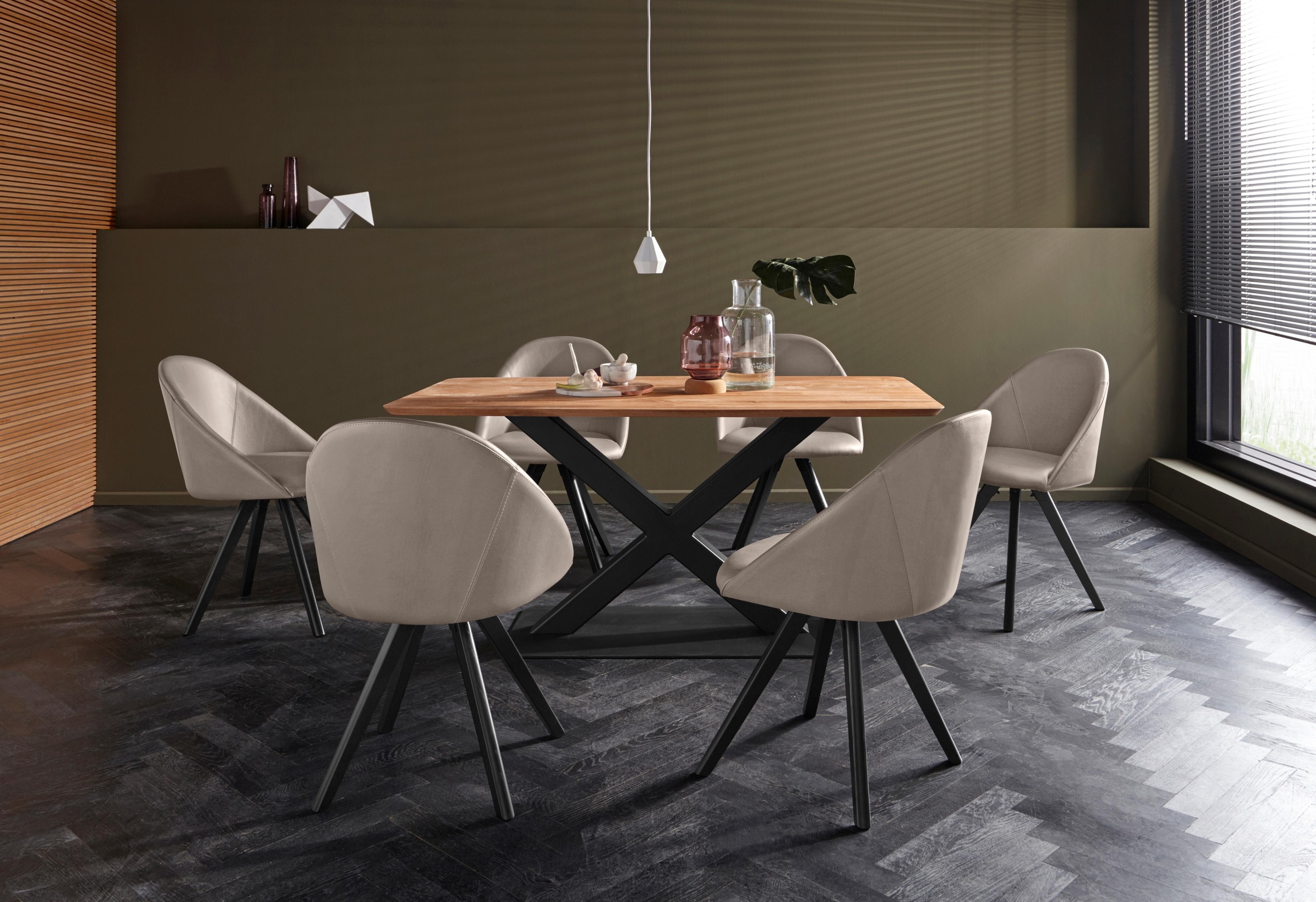 Home affaire 4-Fußstuhl »Lotos« (Set) 2 Stk.Bezug aus Echtleder und Gestell günstig online kaufen