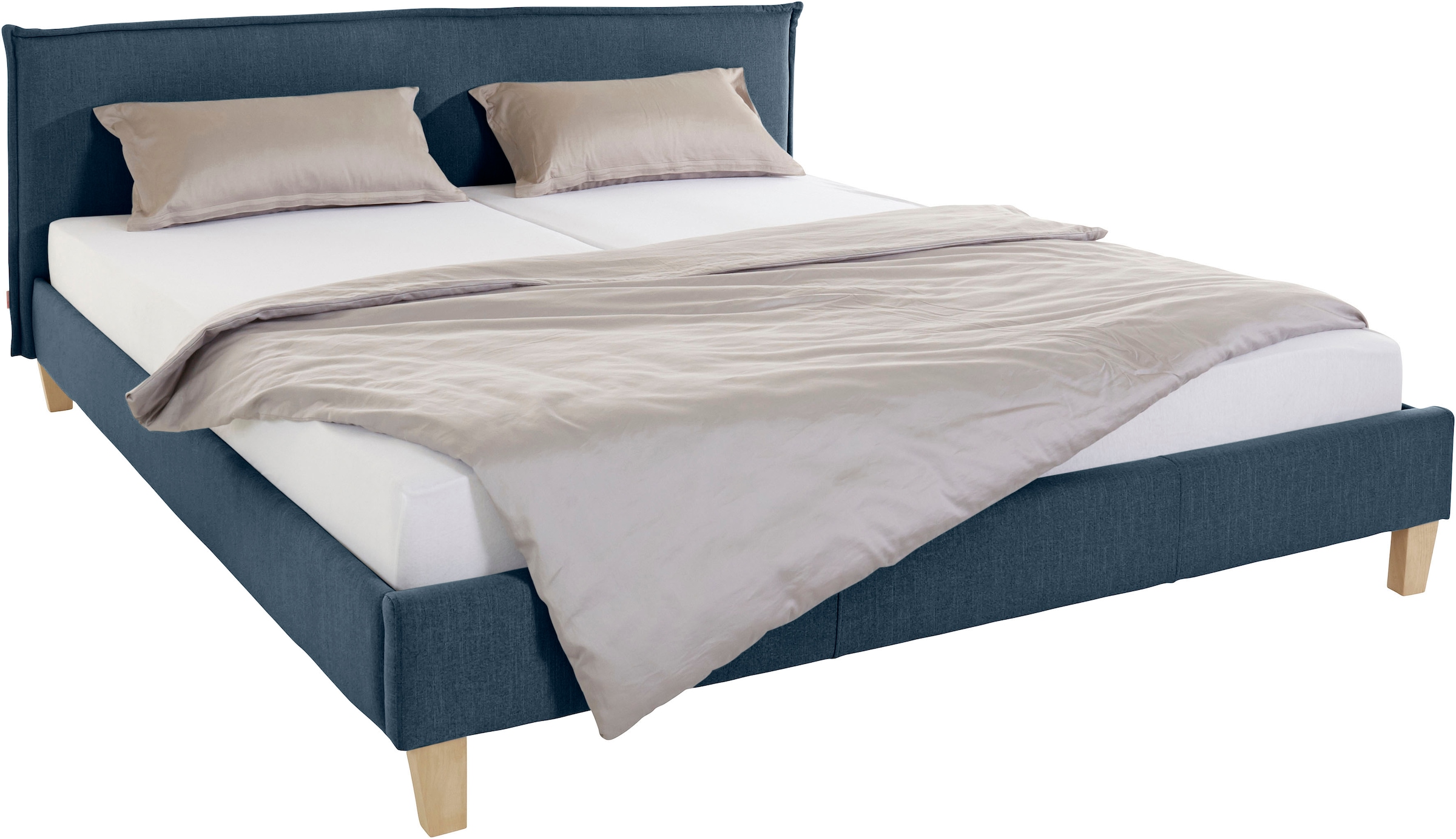 OTTO products Polsterbett »Heddi«, in 5 Breiten: von 90cm-200cm, Biese am Kopfteil, Strukturstoff
