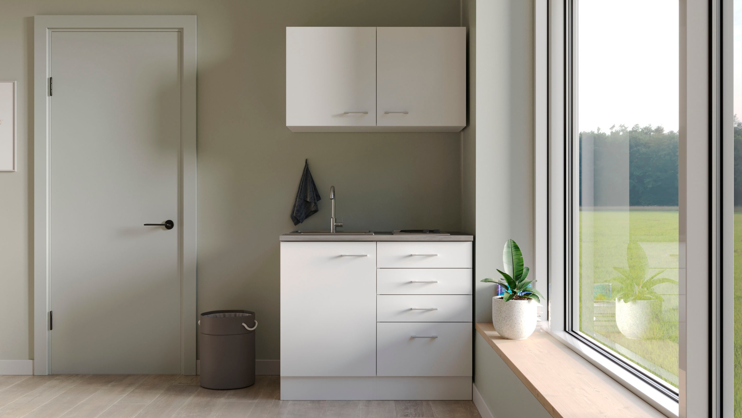 Flex-Well Küchenzeile »Lucca«, Breite 100 cm, mit Kochfeld und Spüle, in weiteren Farben erhältlich