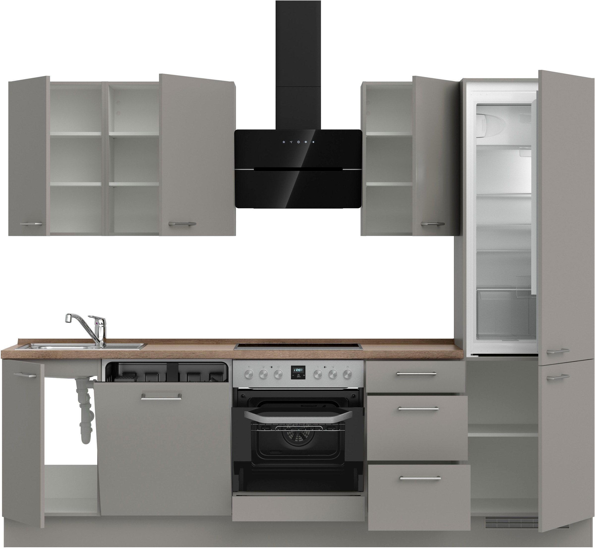 nobilia® Küchenzeile »"Laser II"«, vormontiert, Ausrichtung wählbar, Breite 270 cm, wahlw. mit E-Geräten